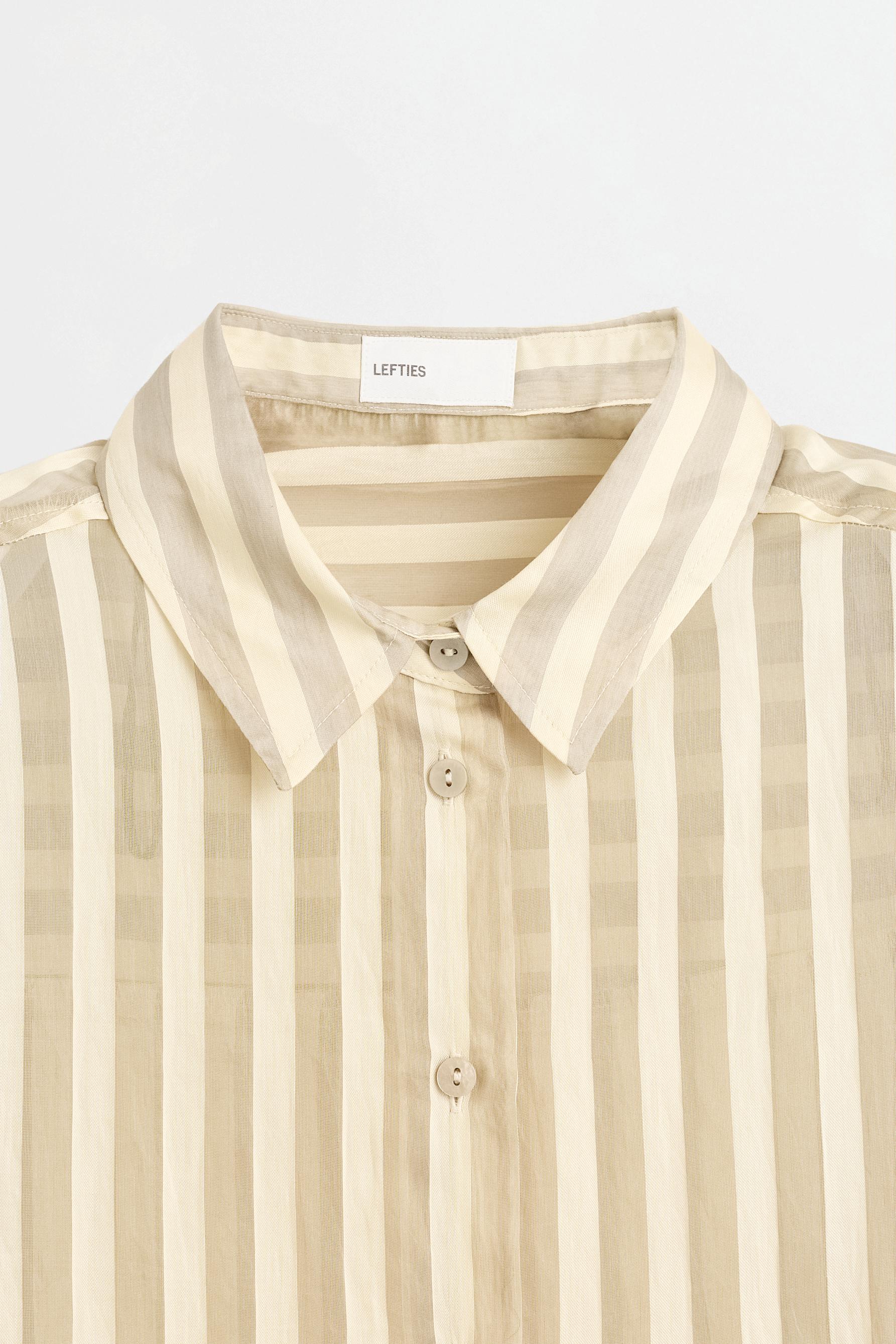 Semi-sheer flowing shirt — PALE KHAKI