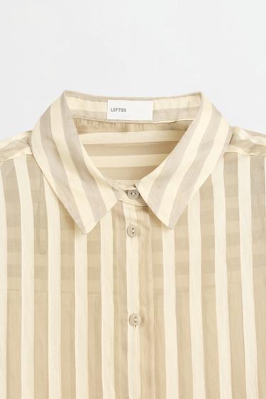 Semi-sheer flowing shirt — PALE KHAKI 7