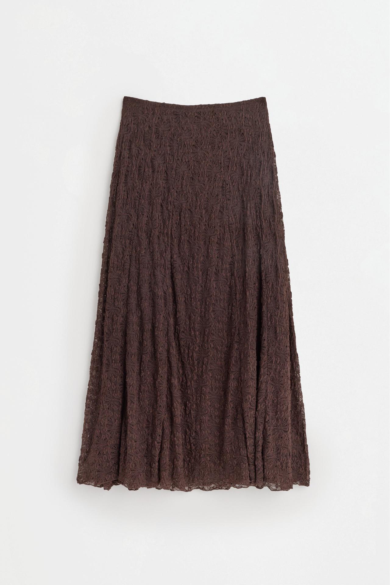 Lace midi skirt — CHOCOLATE