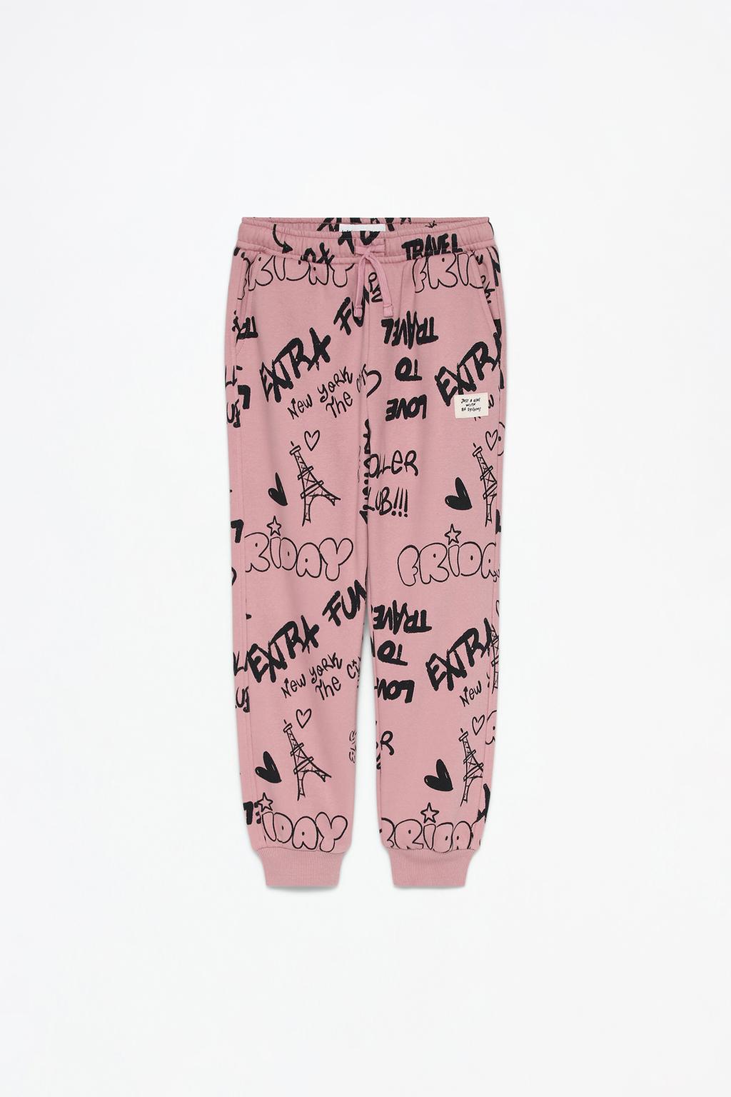 Printed plush trousers