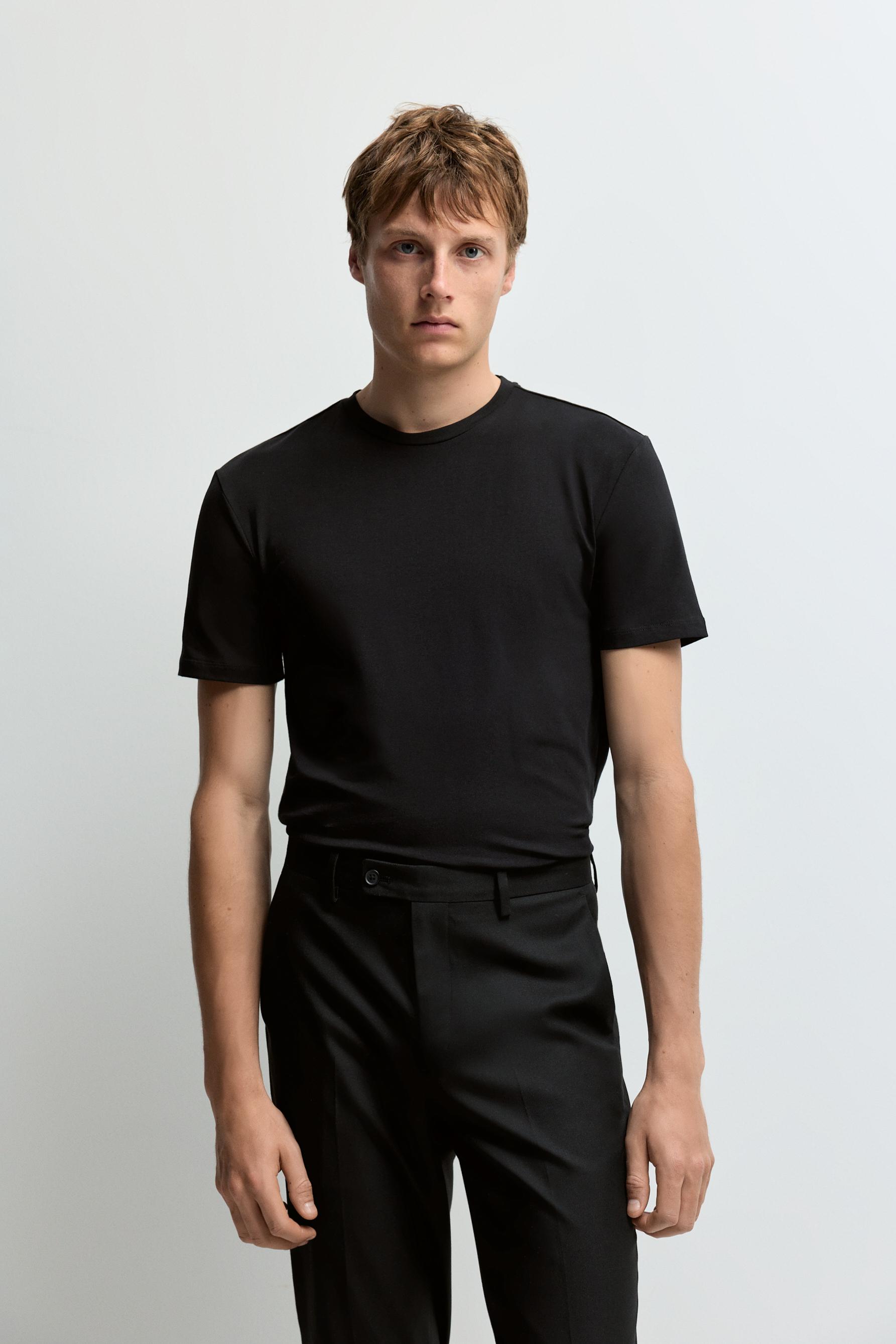 Soft slim fit T-shirt — BLACK