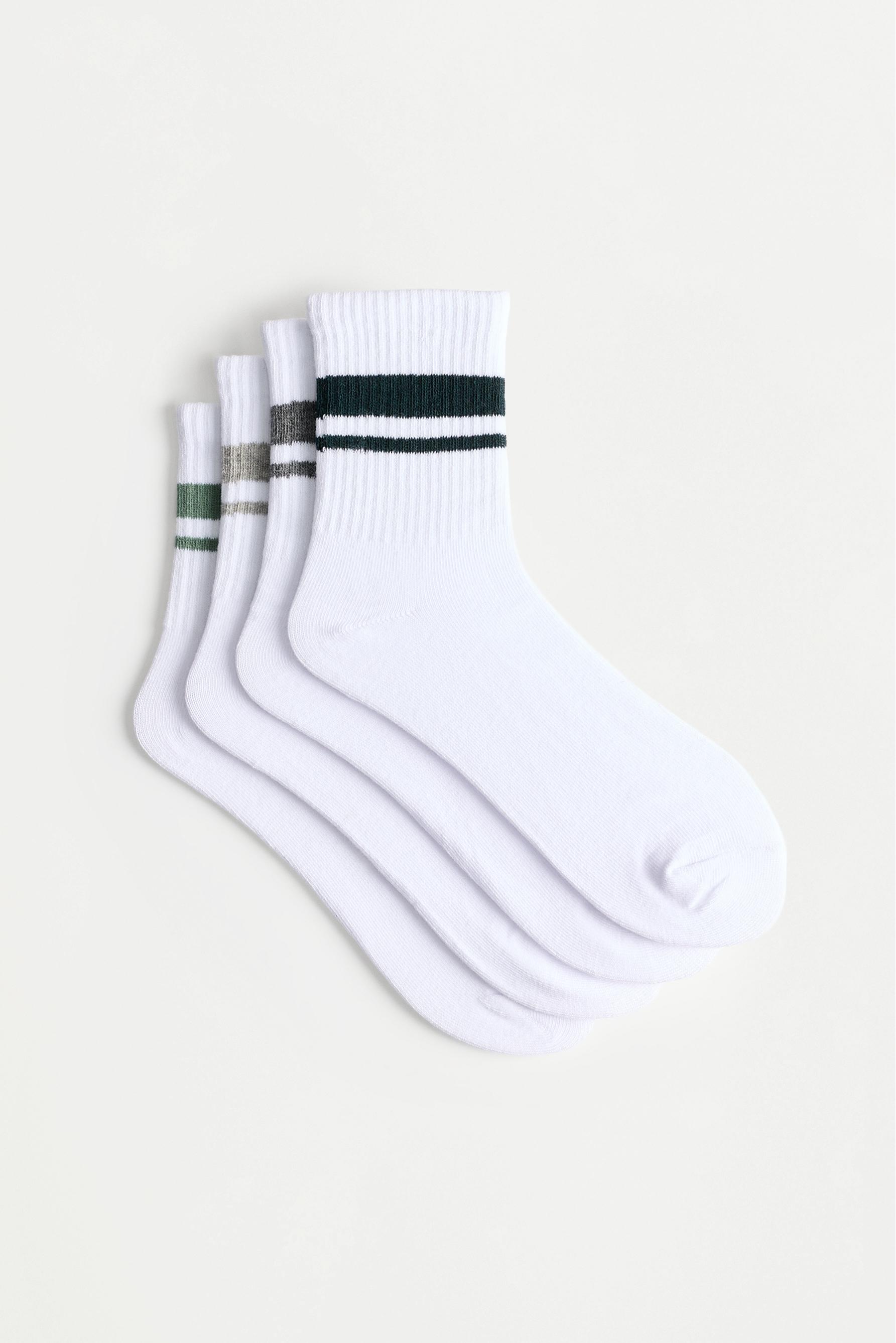 4-pack of long striped ankle socks — BLUE