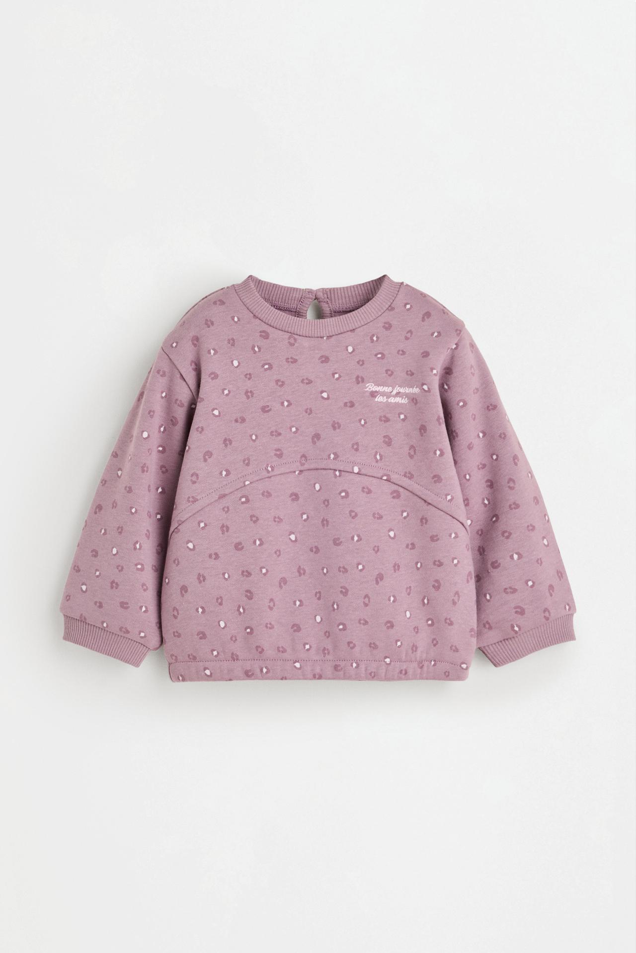 Printed plush sweatshirt and trousers set — MAUVE