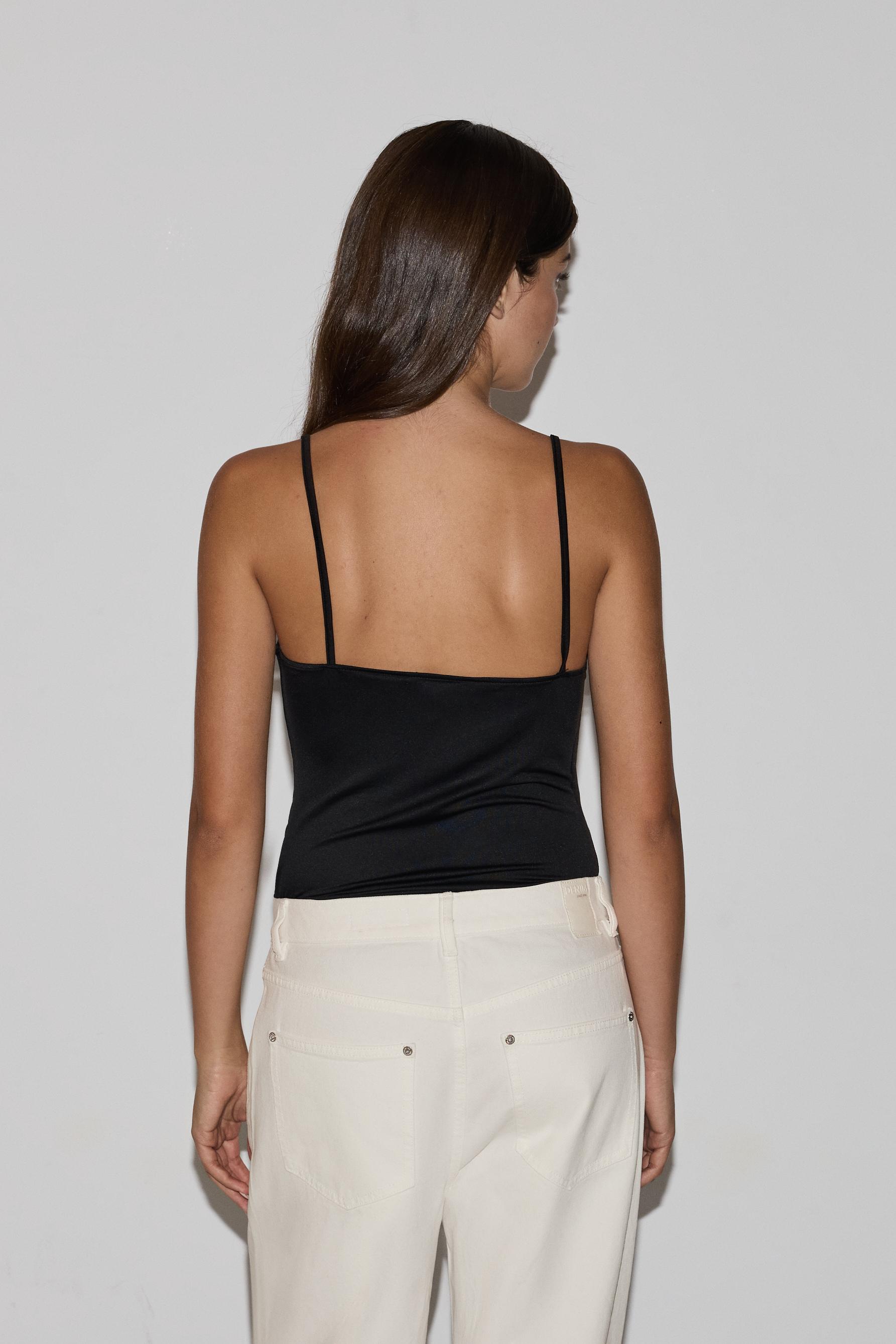 Polyamide Strappy Top — BLACK