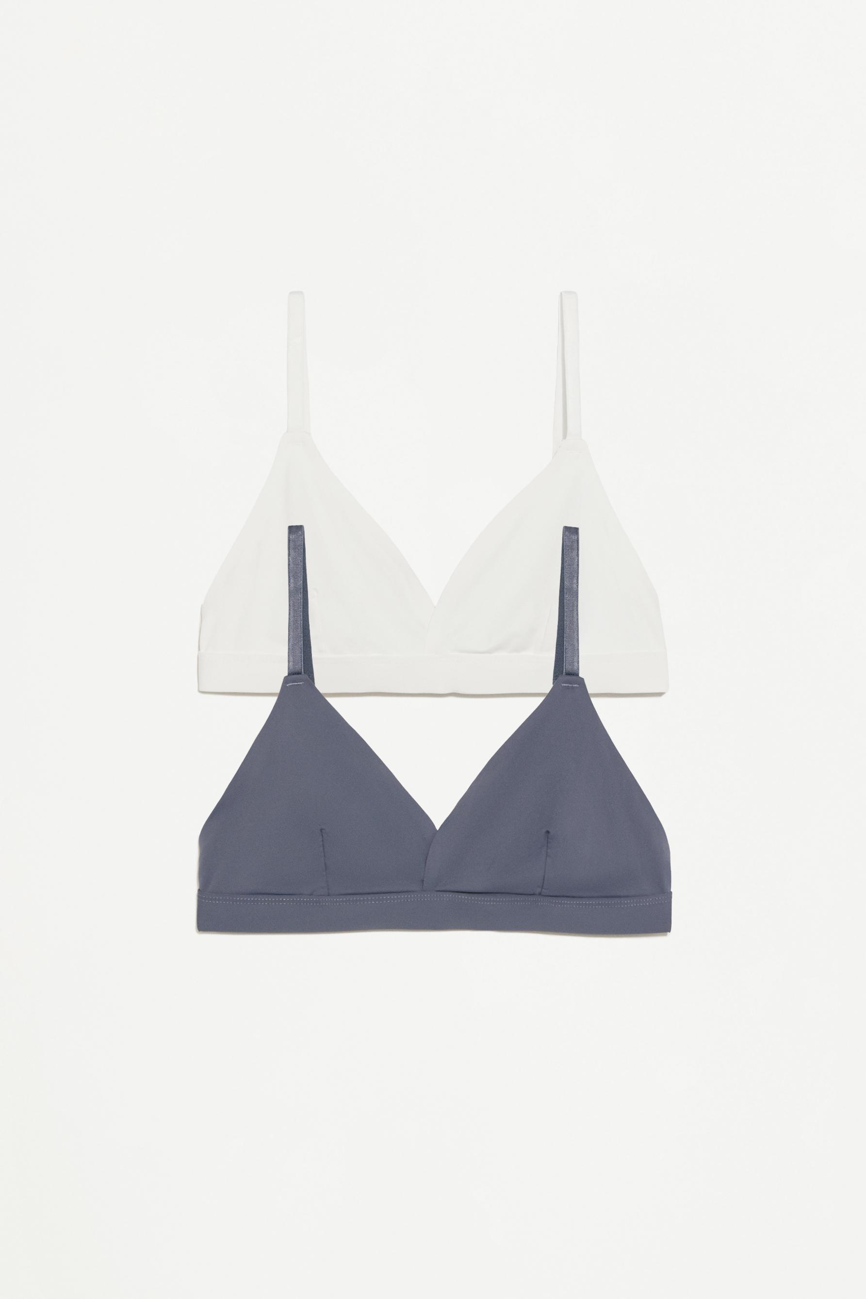 Microfibre triangle top bra pack — BLUE/WHITE
