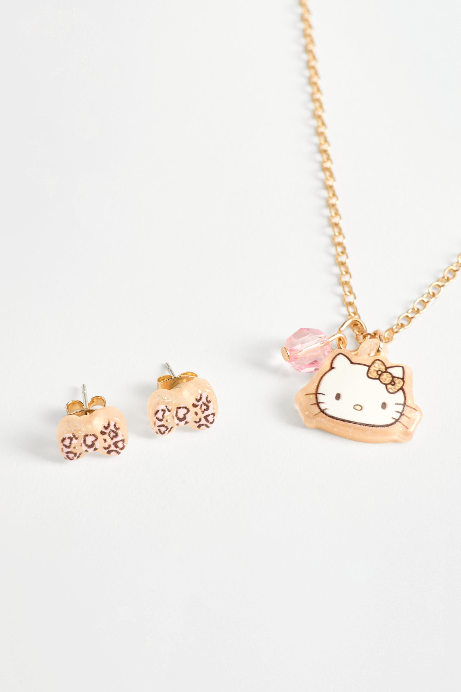 Hello Kitty ©SANRIO necklace and earrings set — BEIGE