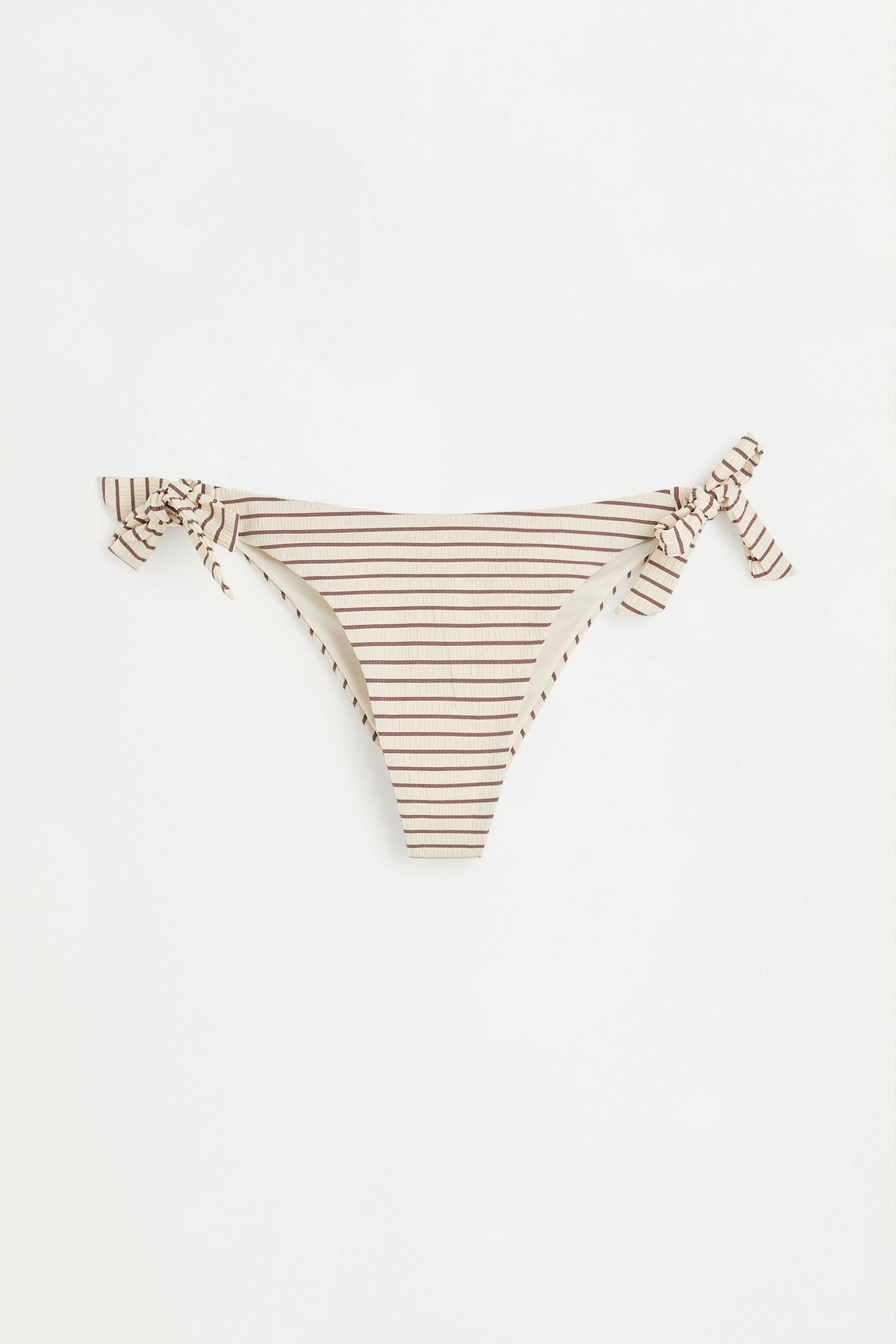 Women's | Beige striped bikini bottoms — ECRU/BROWN