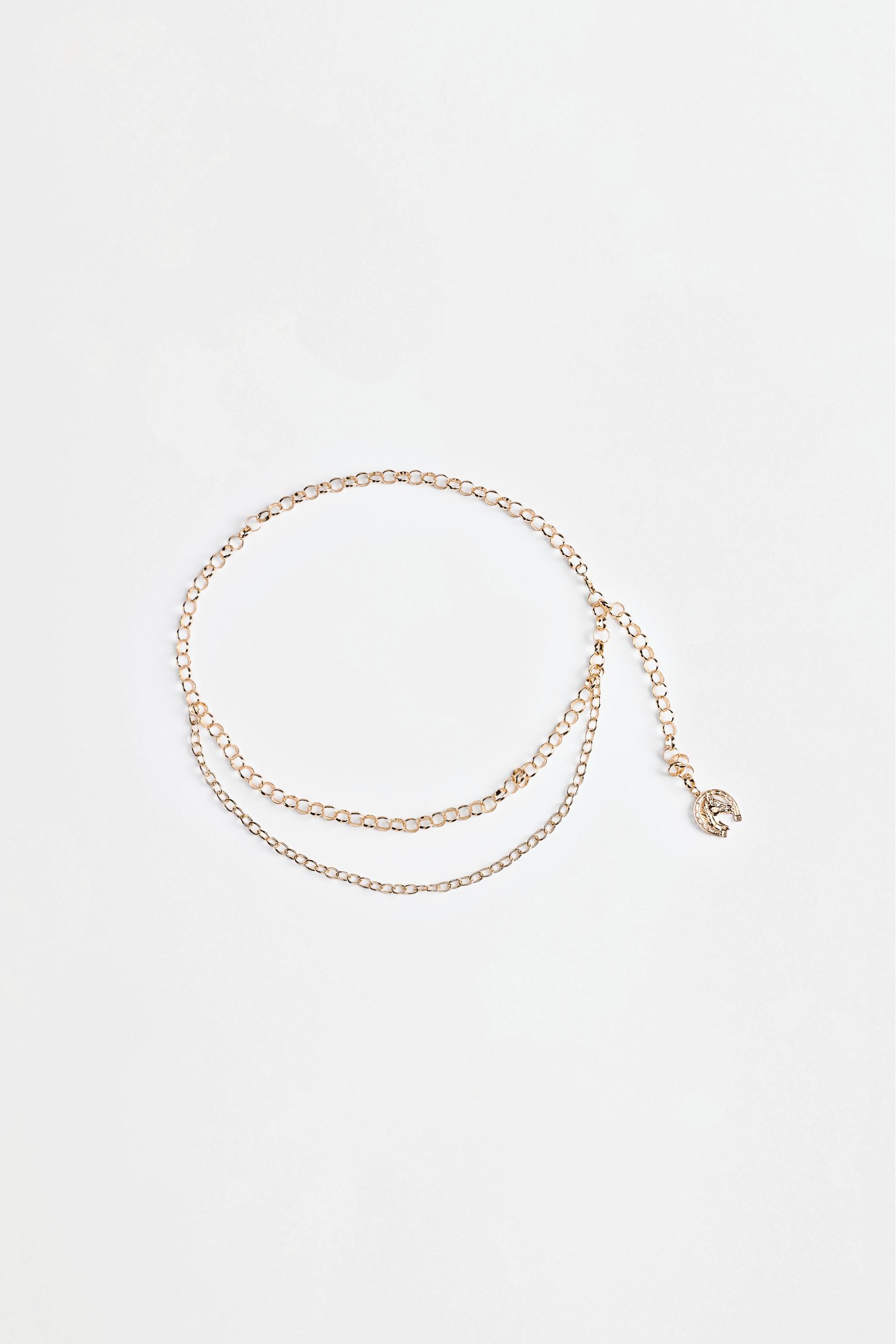 Gold double chain belt — GOLDEN