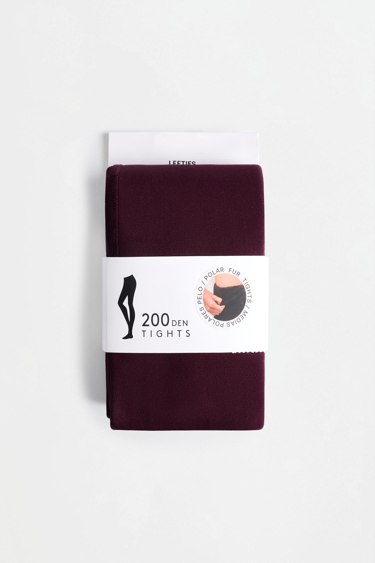 Leather effect fleece tights 200 den — BURGUNDY