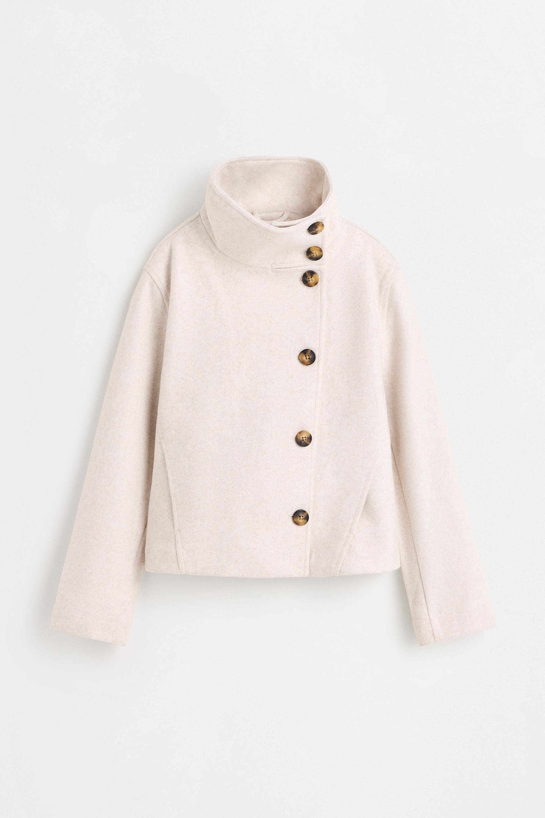 Short funnel neck jacket — SAND