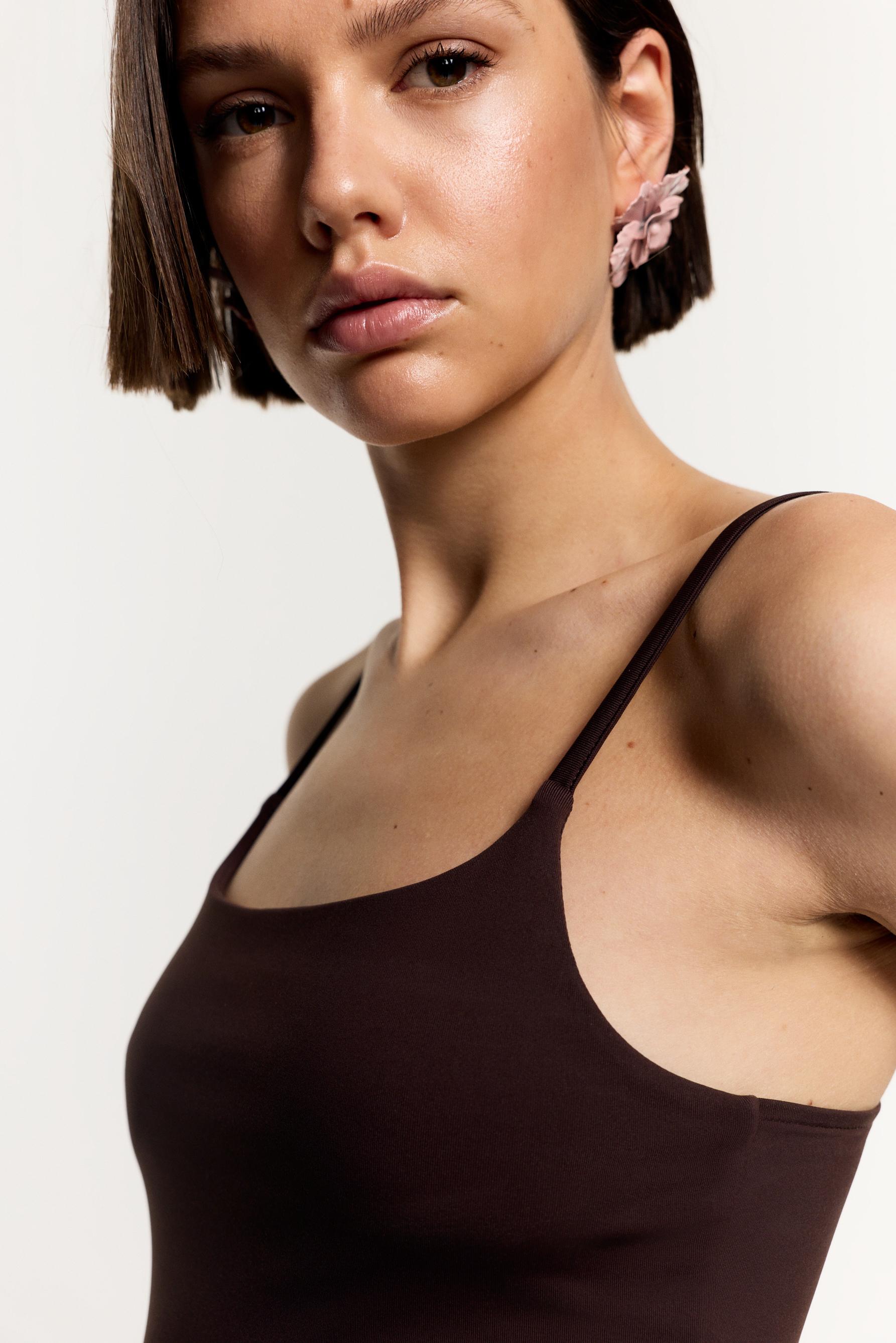 Polyamide Strappy Top — CHOCOLATE
