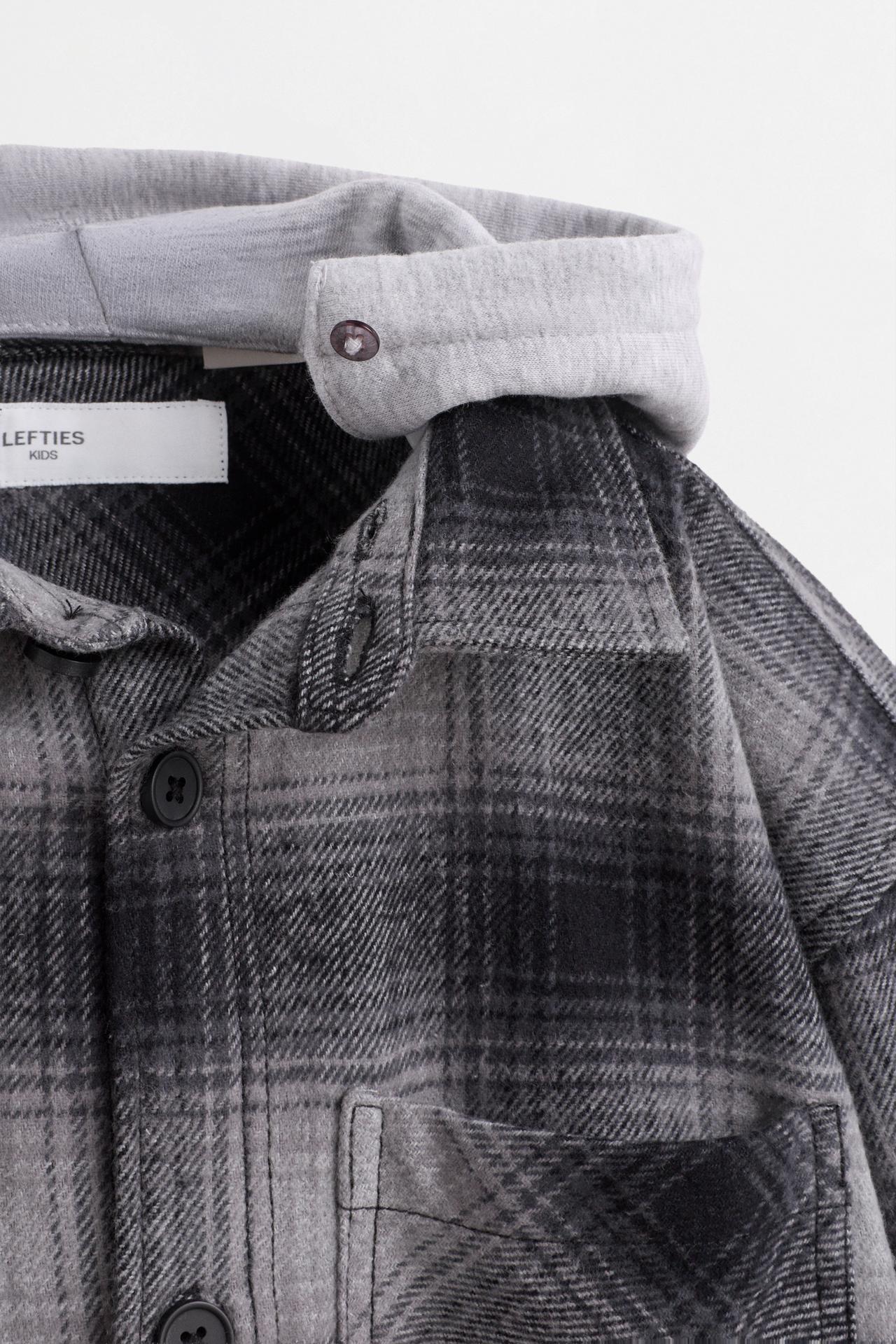 Plaid hooded overshirt — BLACK