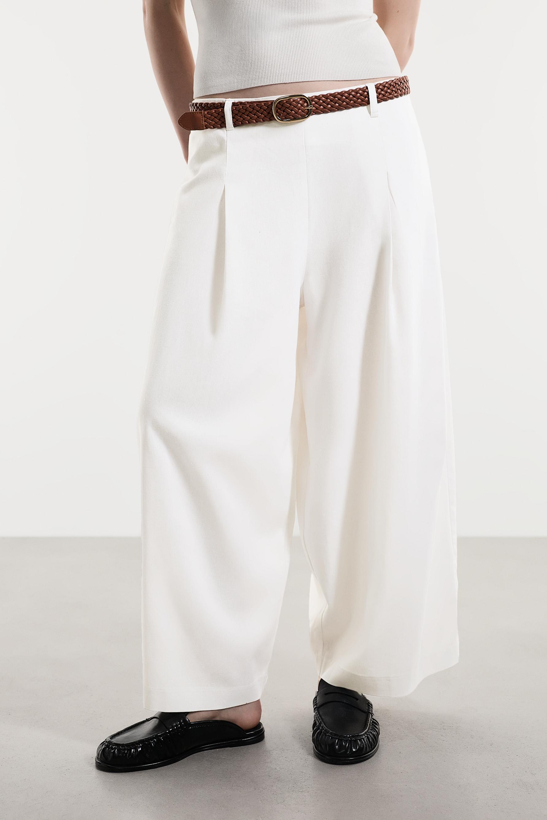 Barrel trousers with belt — WHITE