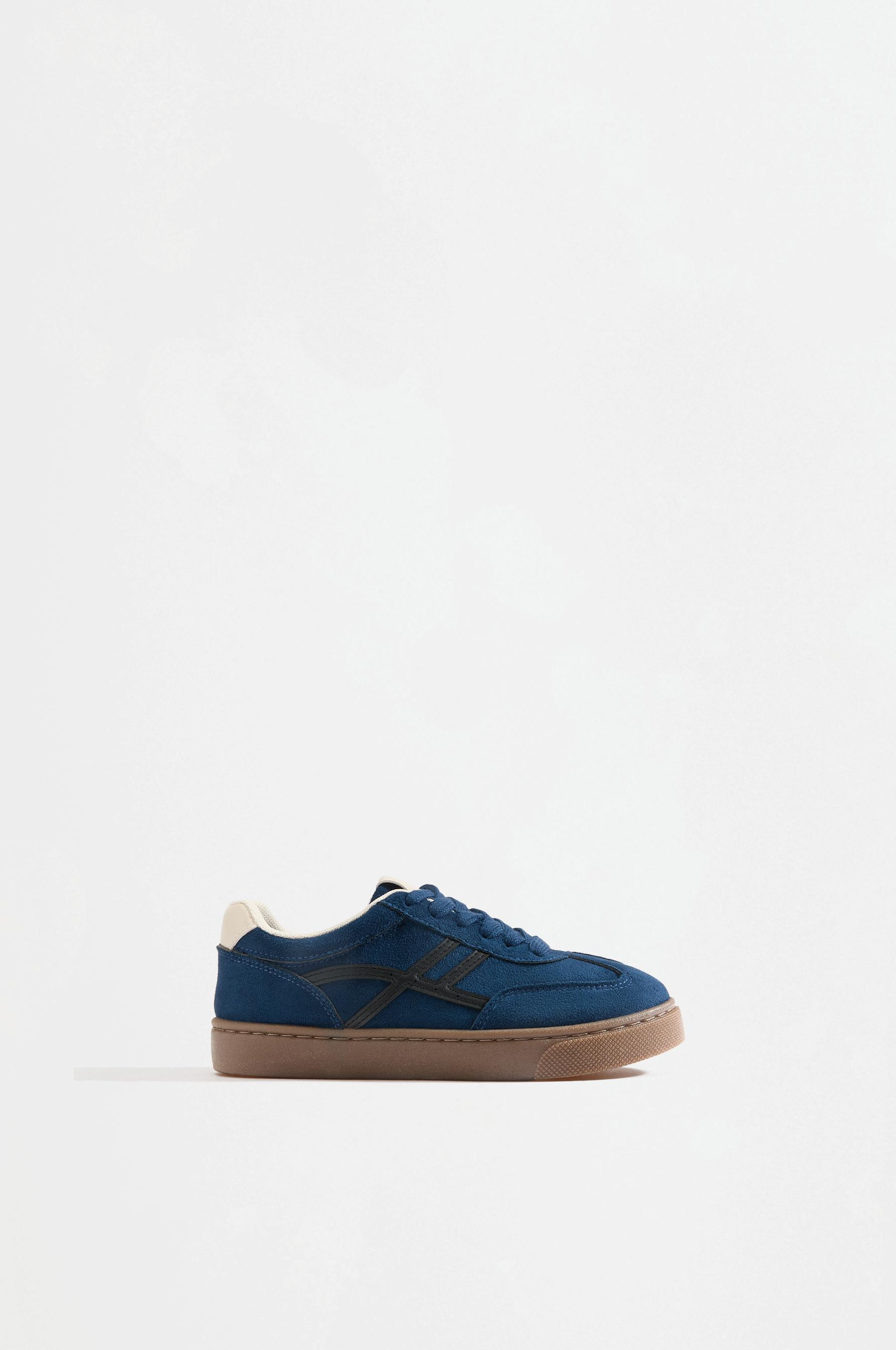 Split suede-effect sneakers — BLUE