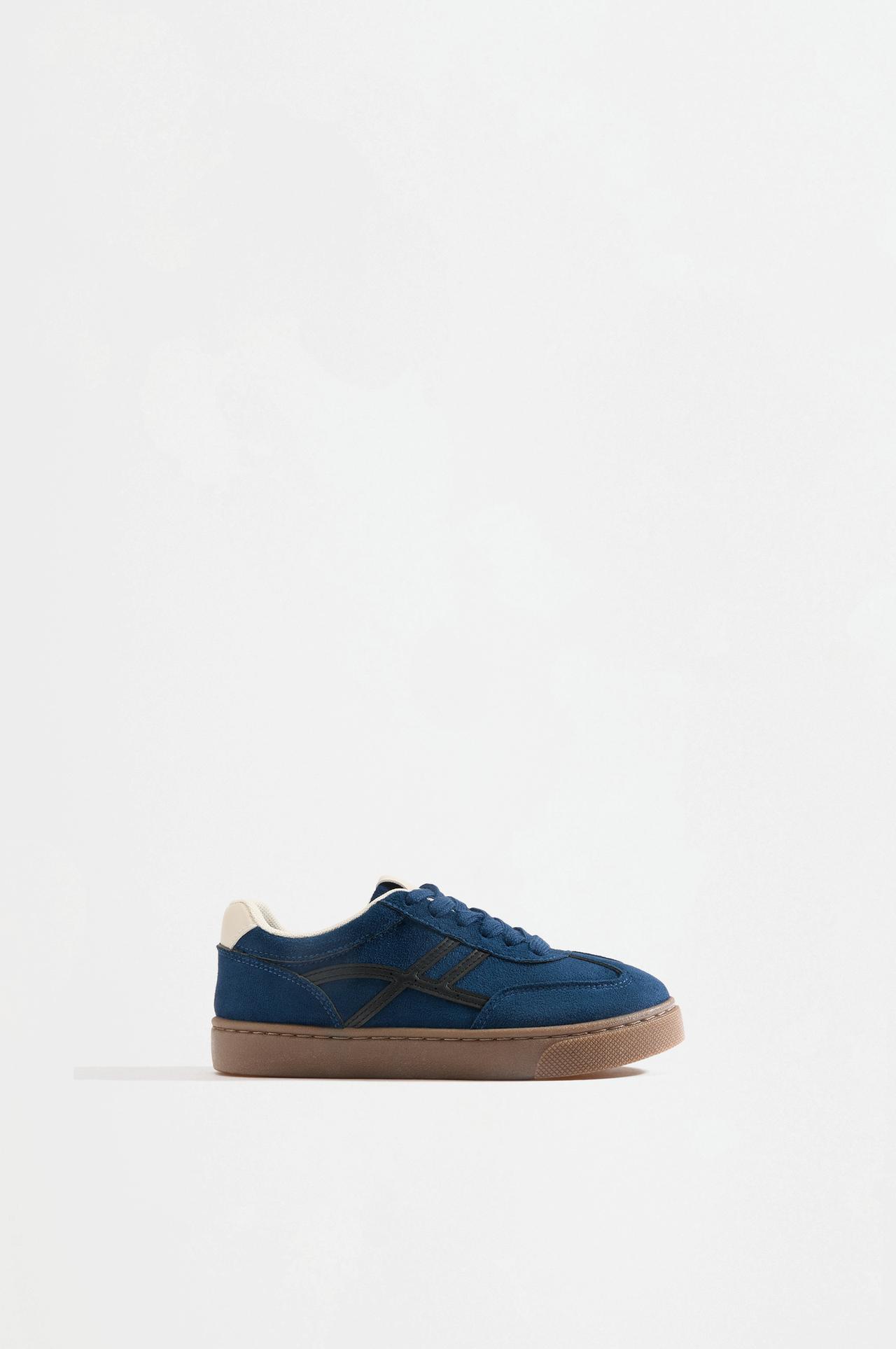 Split suede-effect sneakers — BLUE