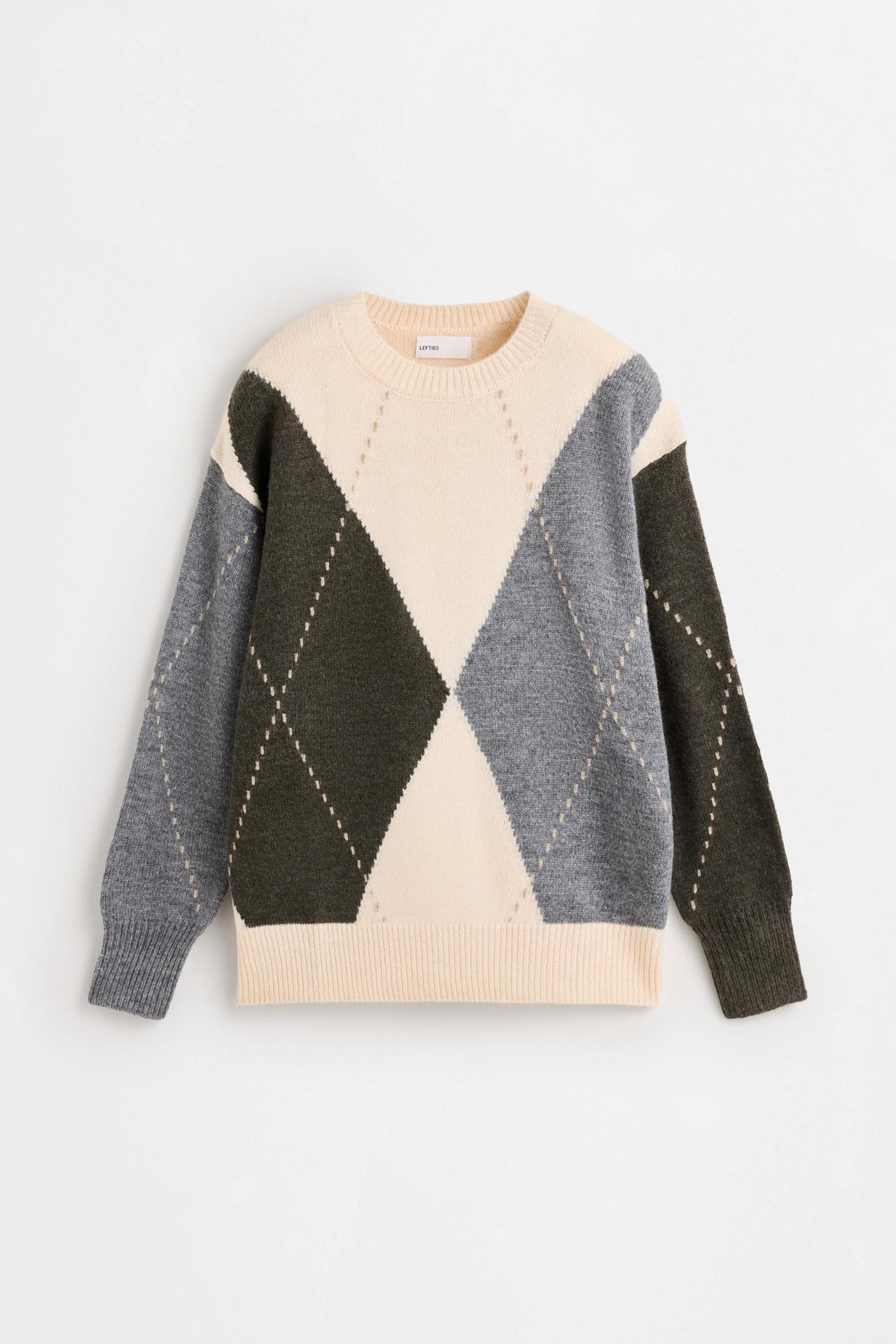 Diamond-textured sweater — GREYISH GREEN