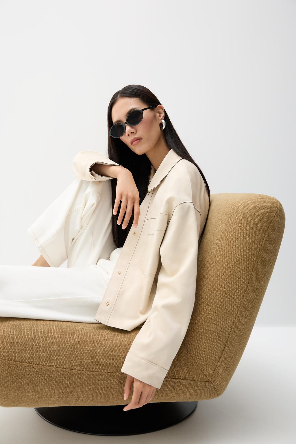Faux suede overshirt