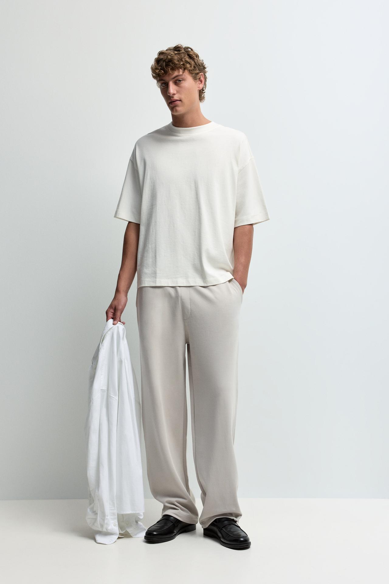Interlock baggy trousers — PALE GREY