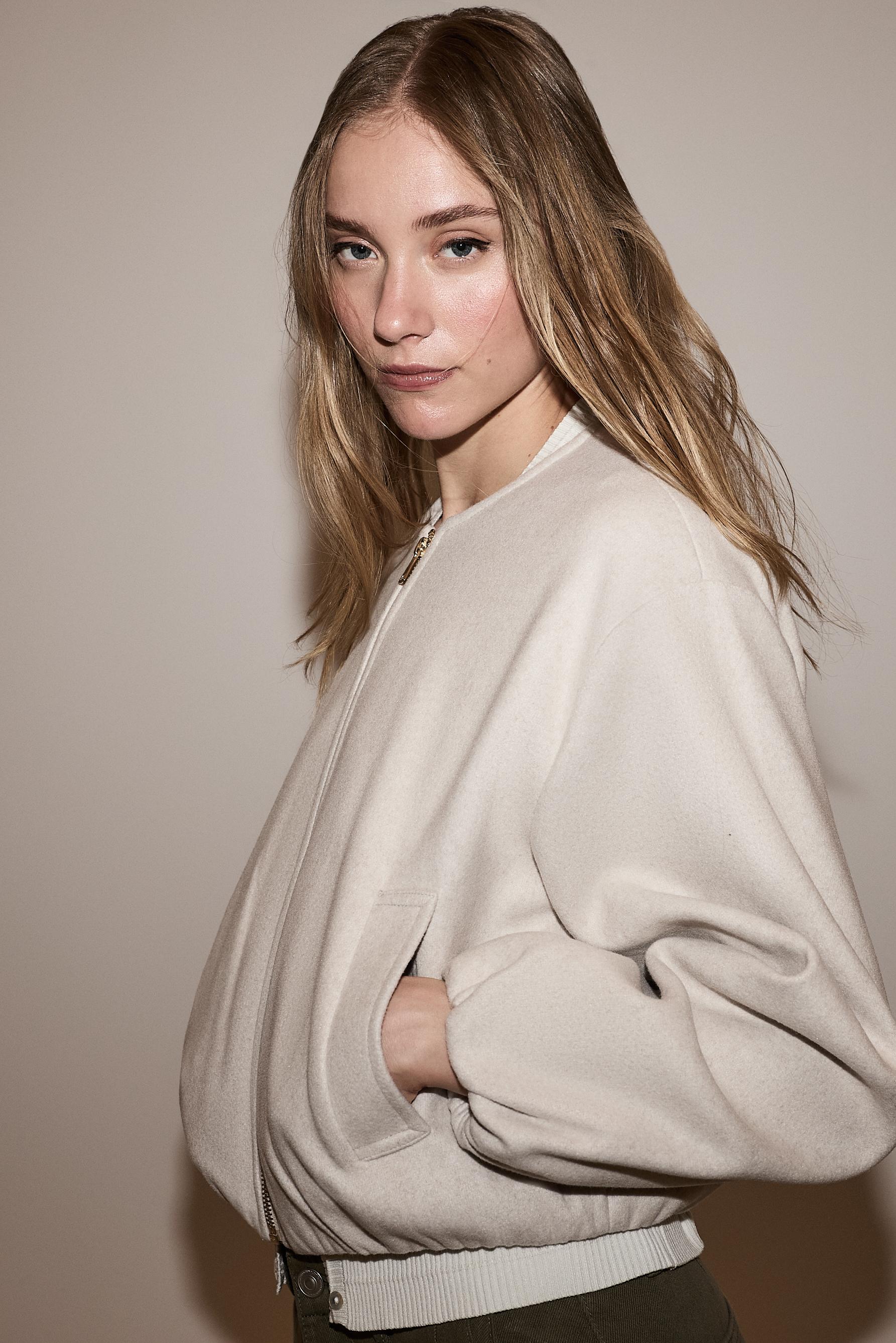 Felt bomber jacket — SAND