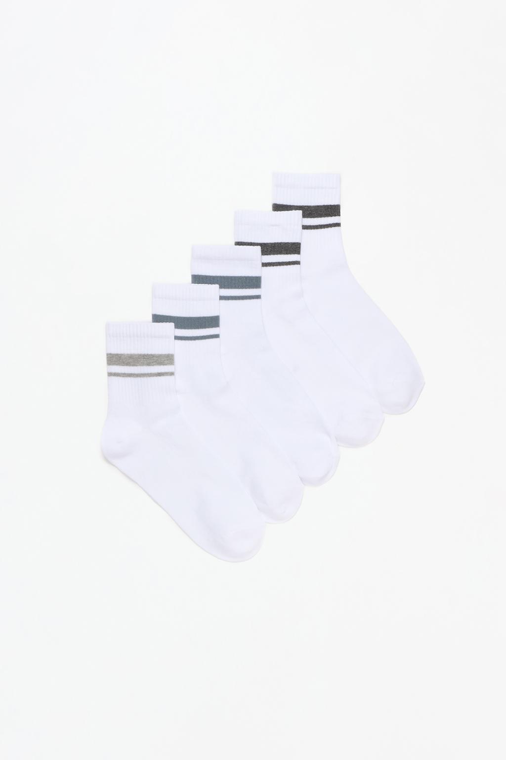 Pack of 5 long striped ankle socks