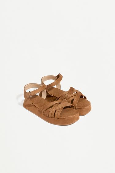 FAUX SUEDE PLATFORM SANDAL — LEATHER 2