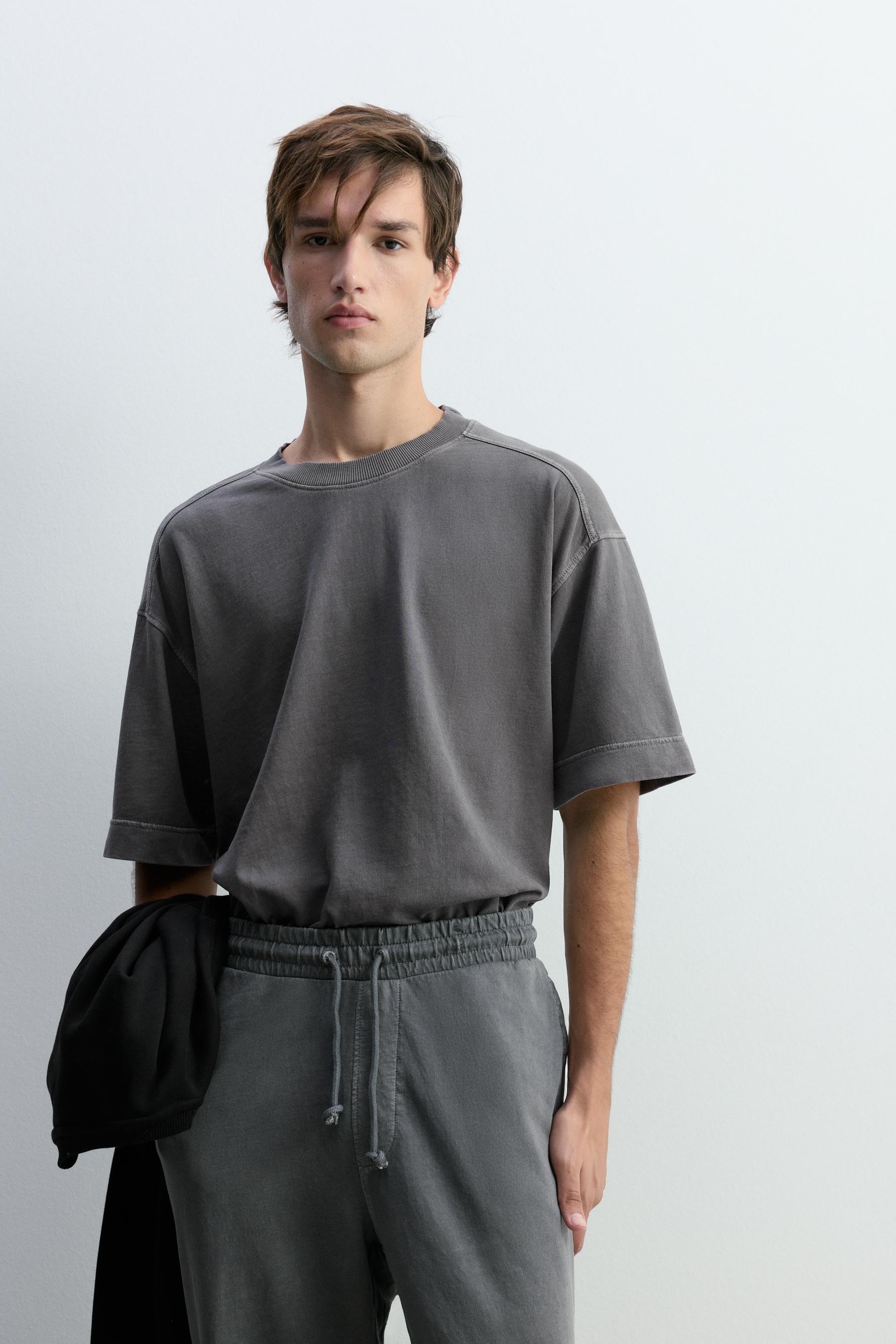 Sudadera manga corta efecto lavado