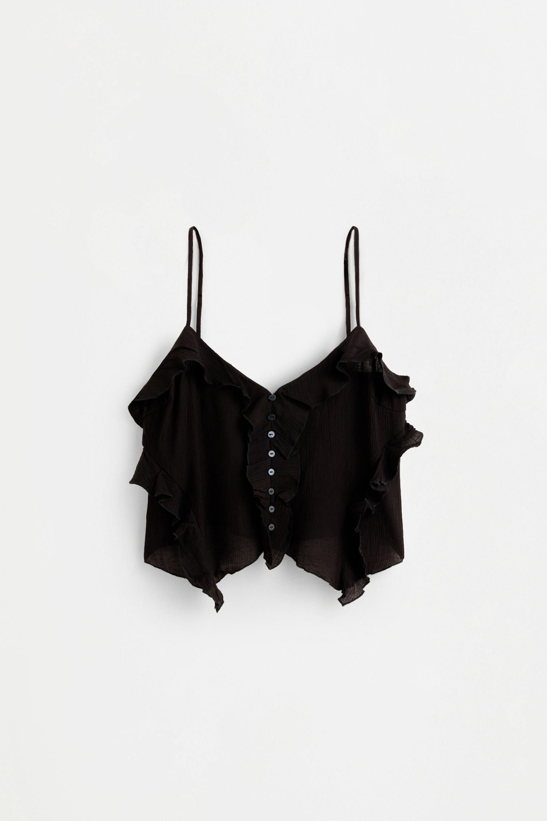 Textured camisole top — BLACK