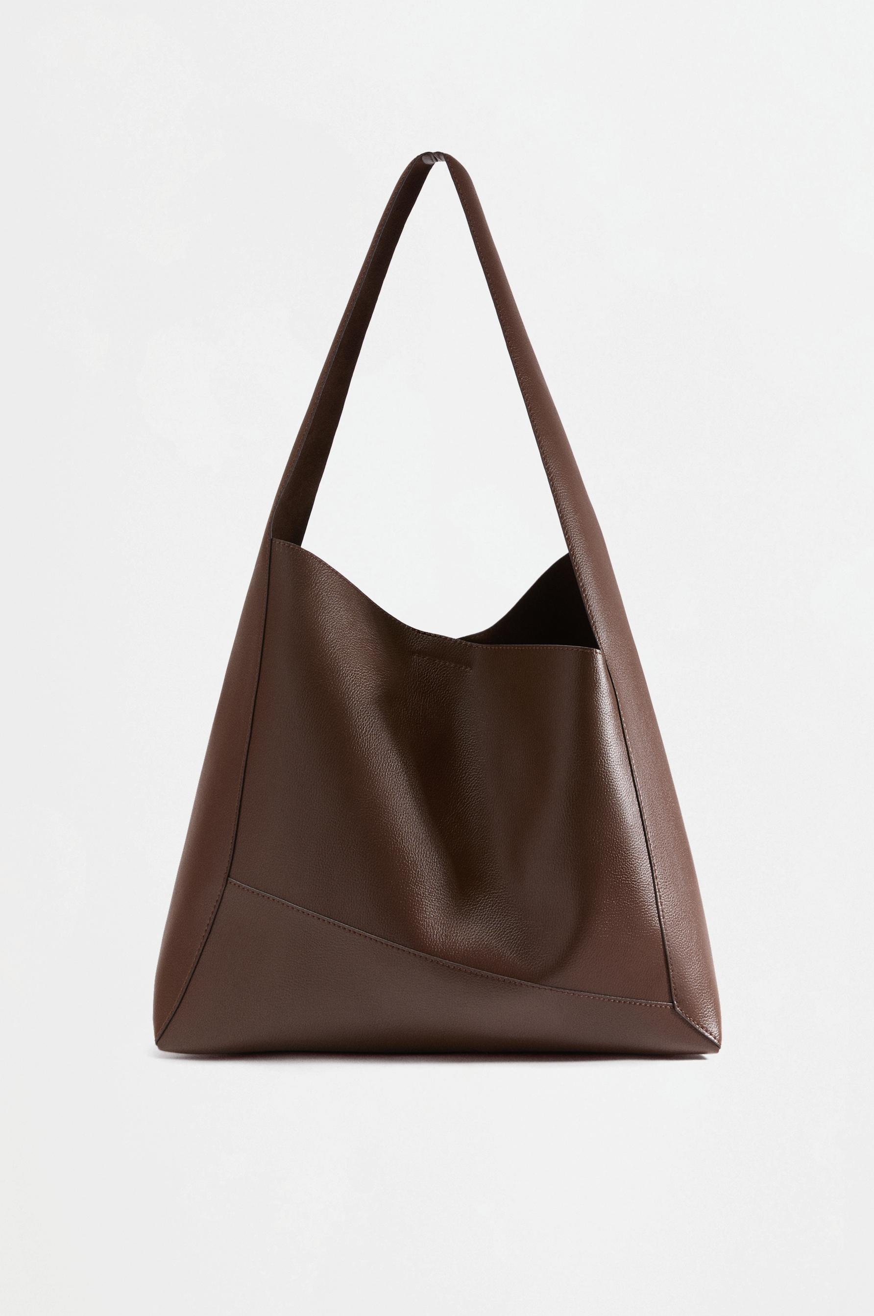 Asymmetric shopper bag — BROWN