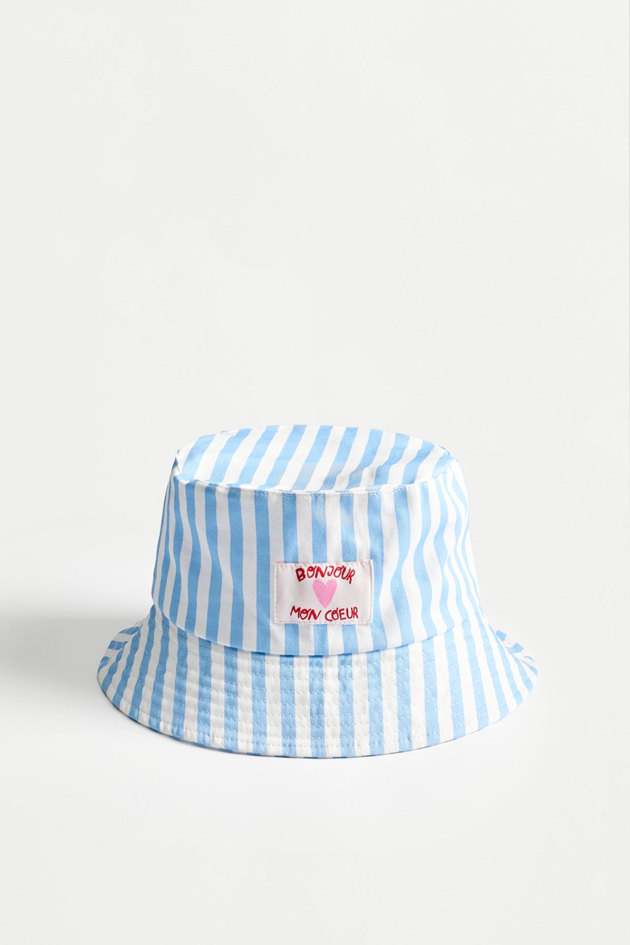 Striped bucket hat — SKY BLUE