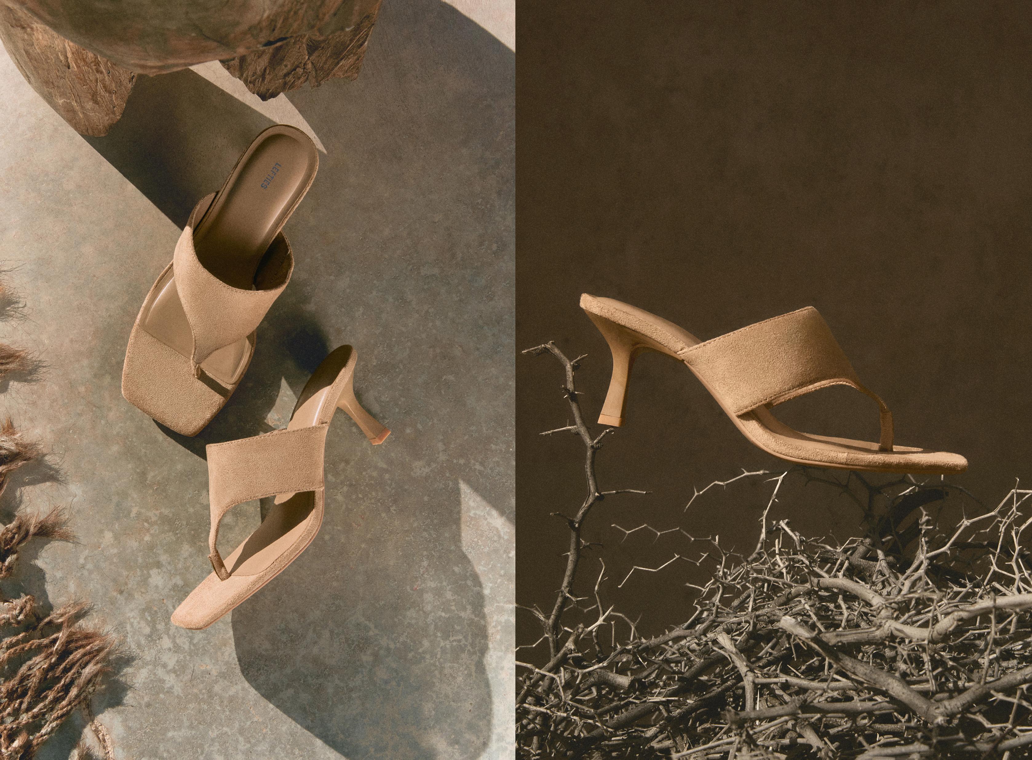 Toe-post heel sandals — BROWN