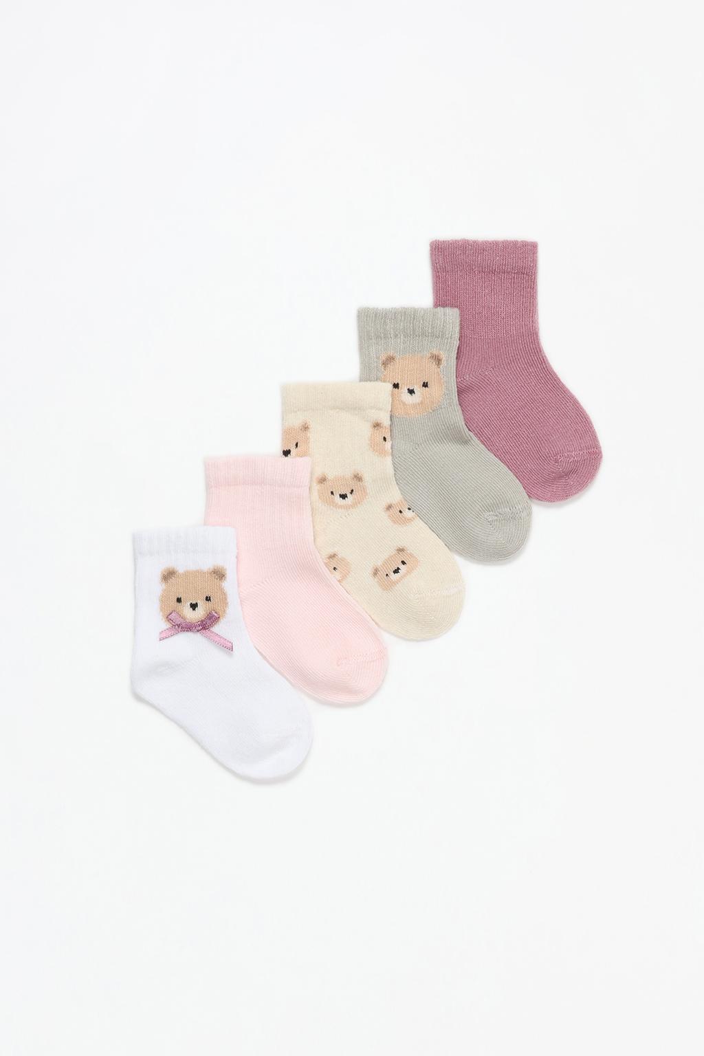 Pack of 5 pairs of long bear socks