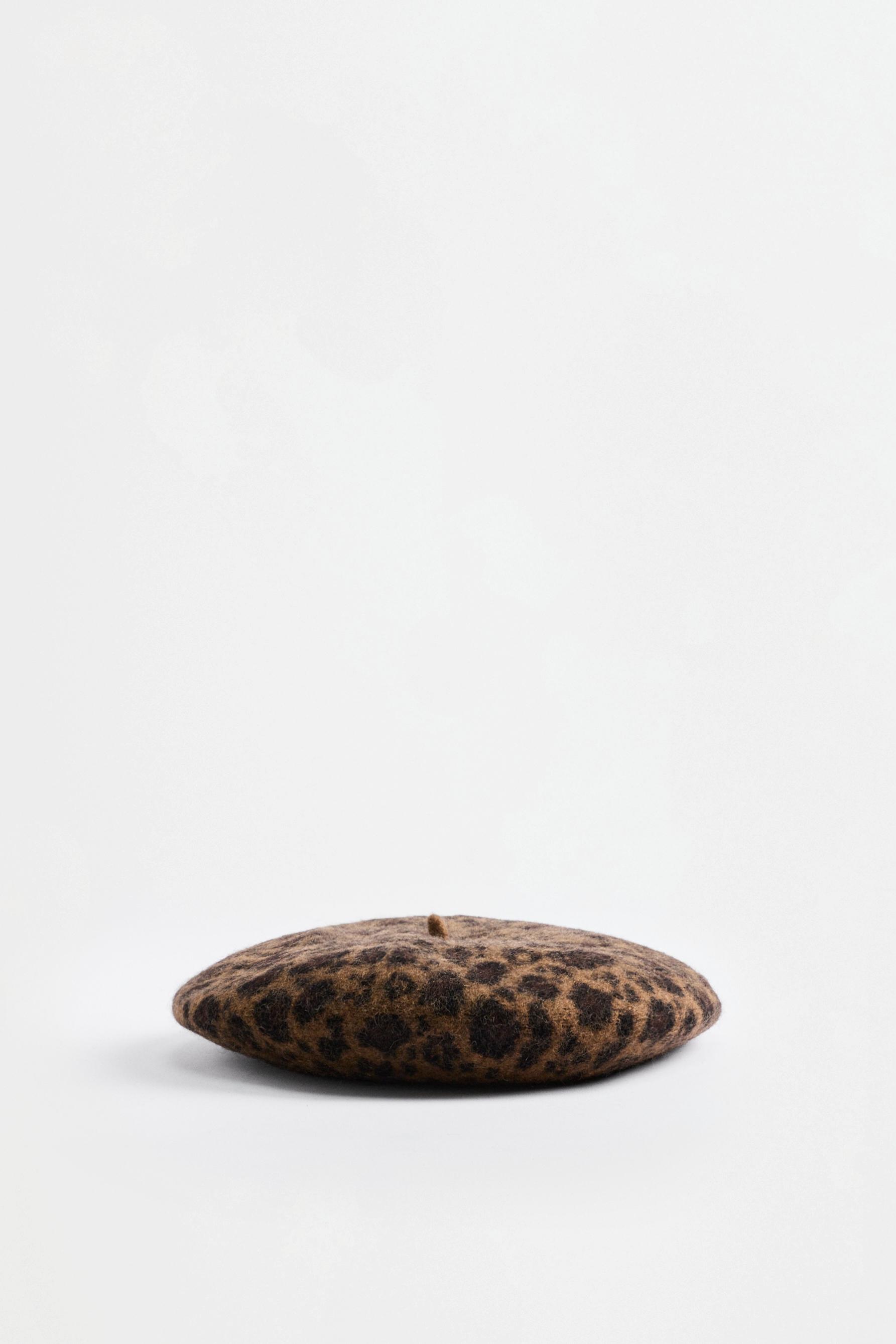 95% wool leopard beret — LEOPARD PRINT