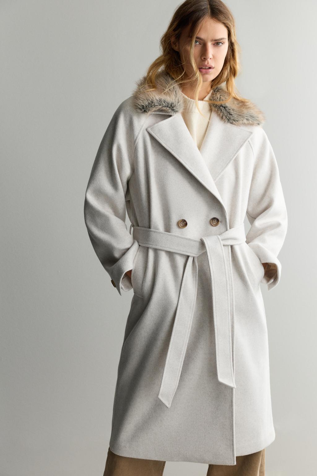 Lefties Long coat with fur collar