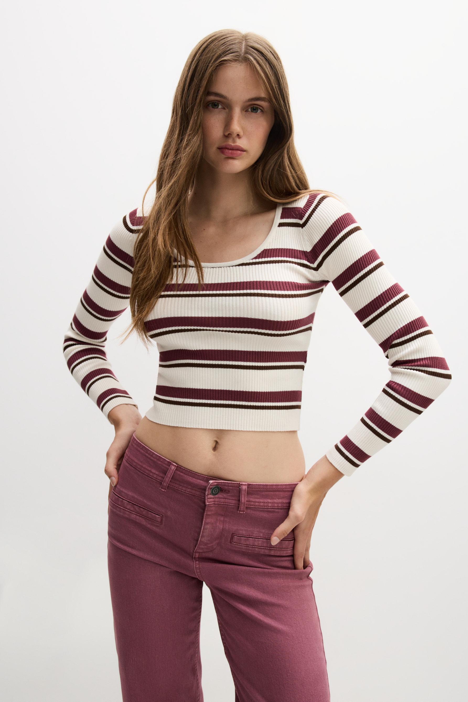 Jersey punto canalé rayas