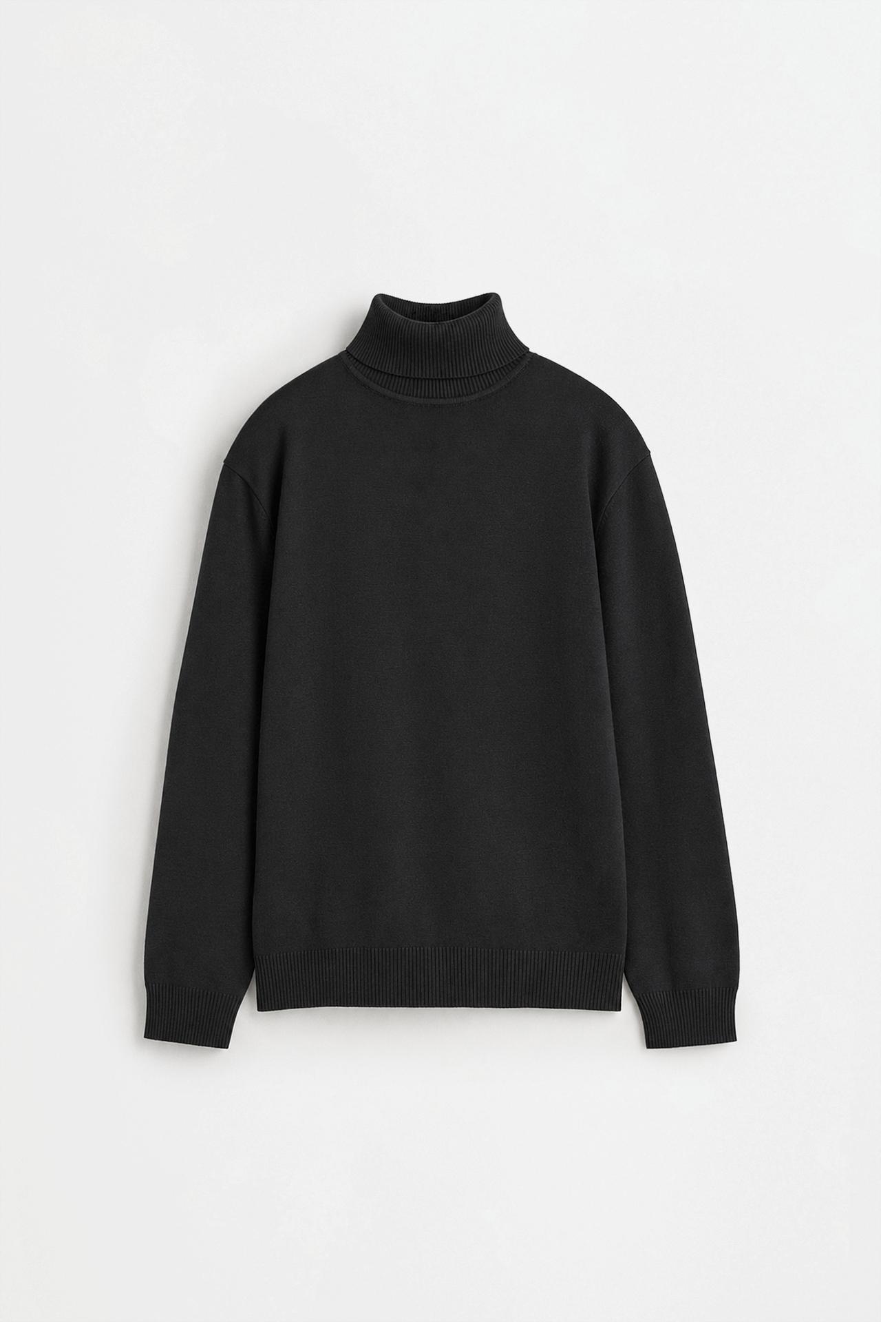 Roll neck sweater — BLACK