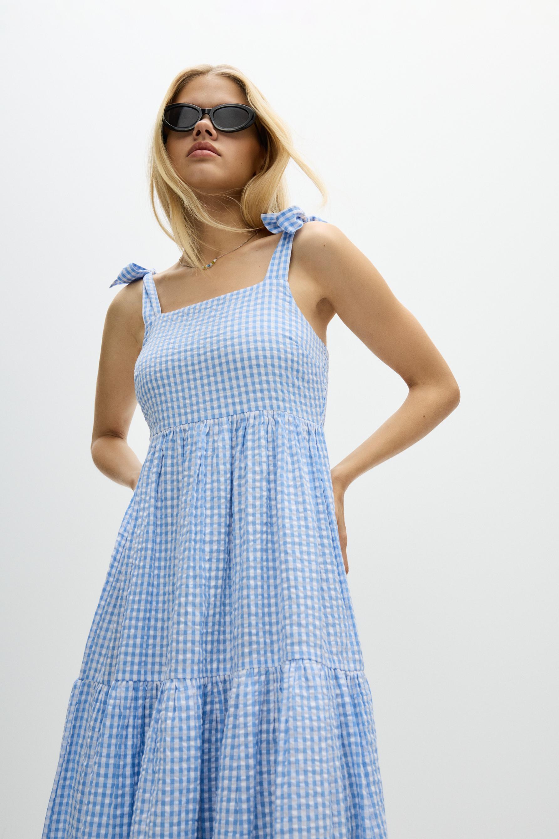 Vestido textura cuadro vichy