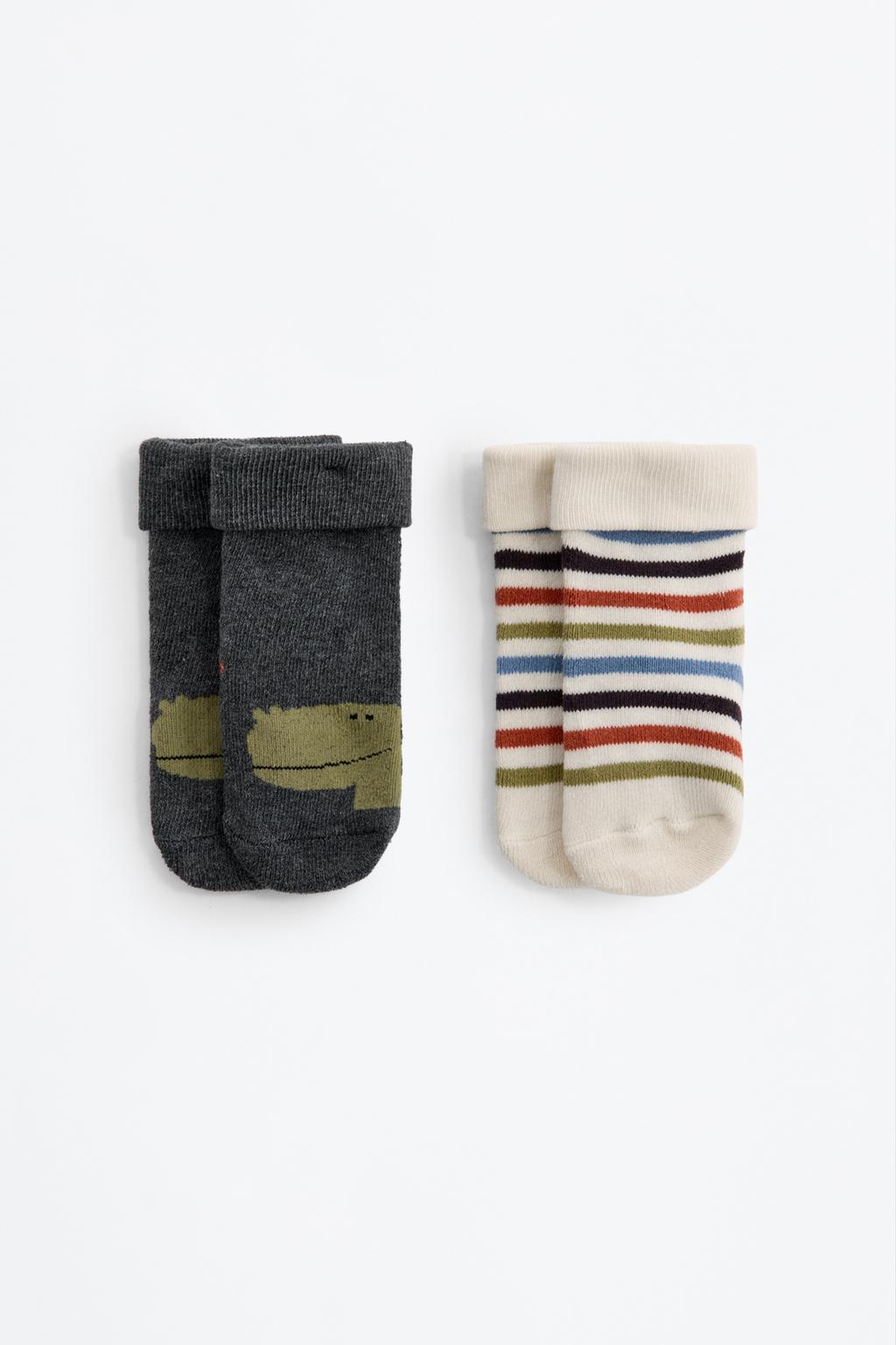 Pack of 2 dinosaur non-slip socks