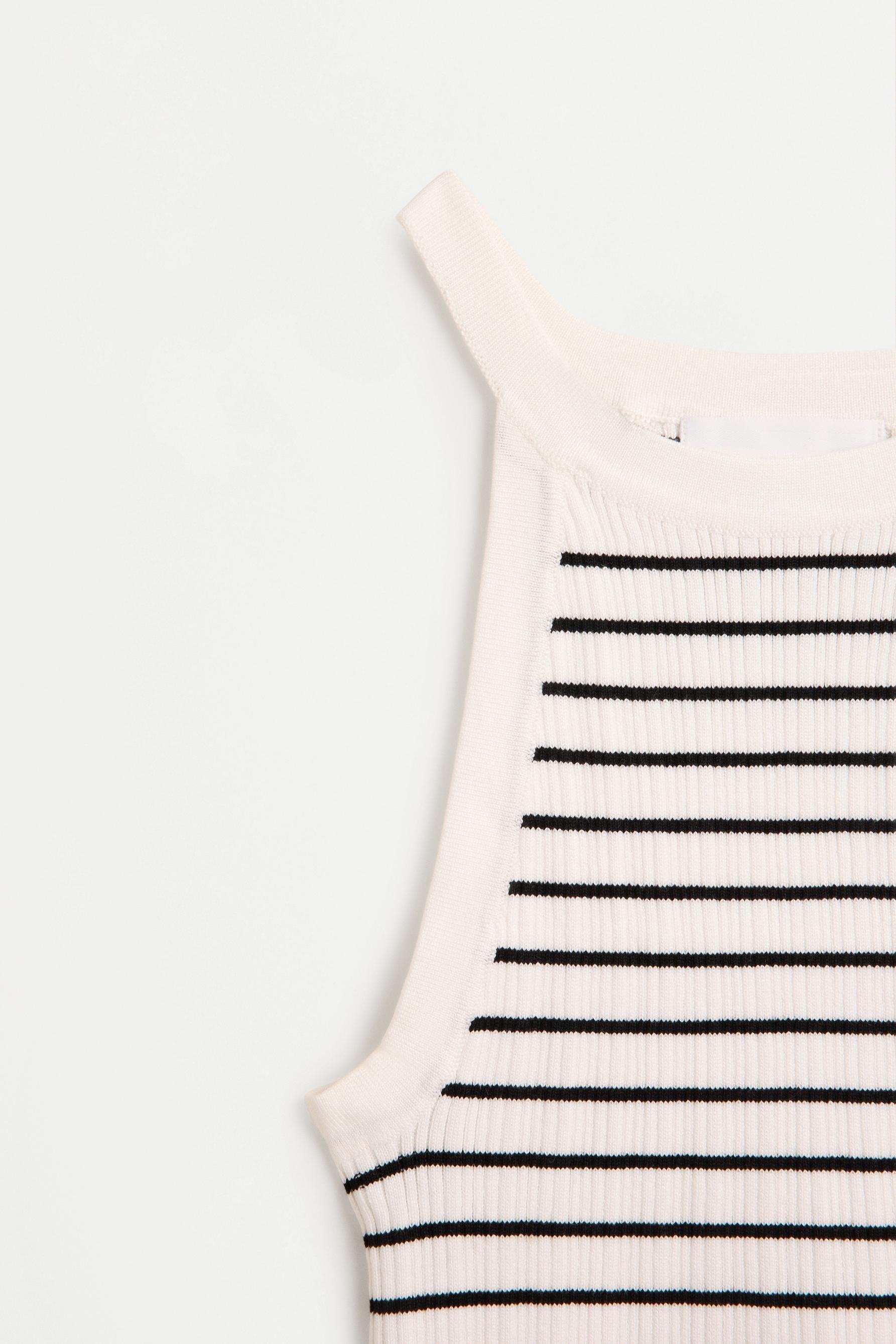 Ribbed halter top — ECRU/BLACK