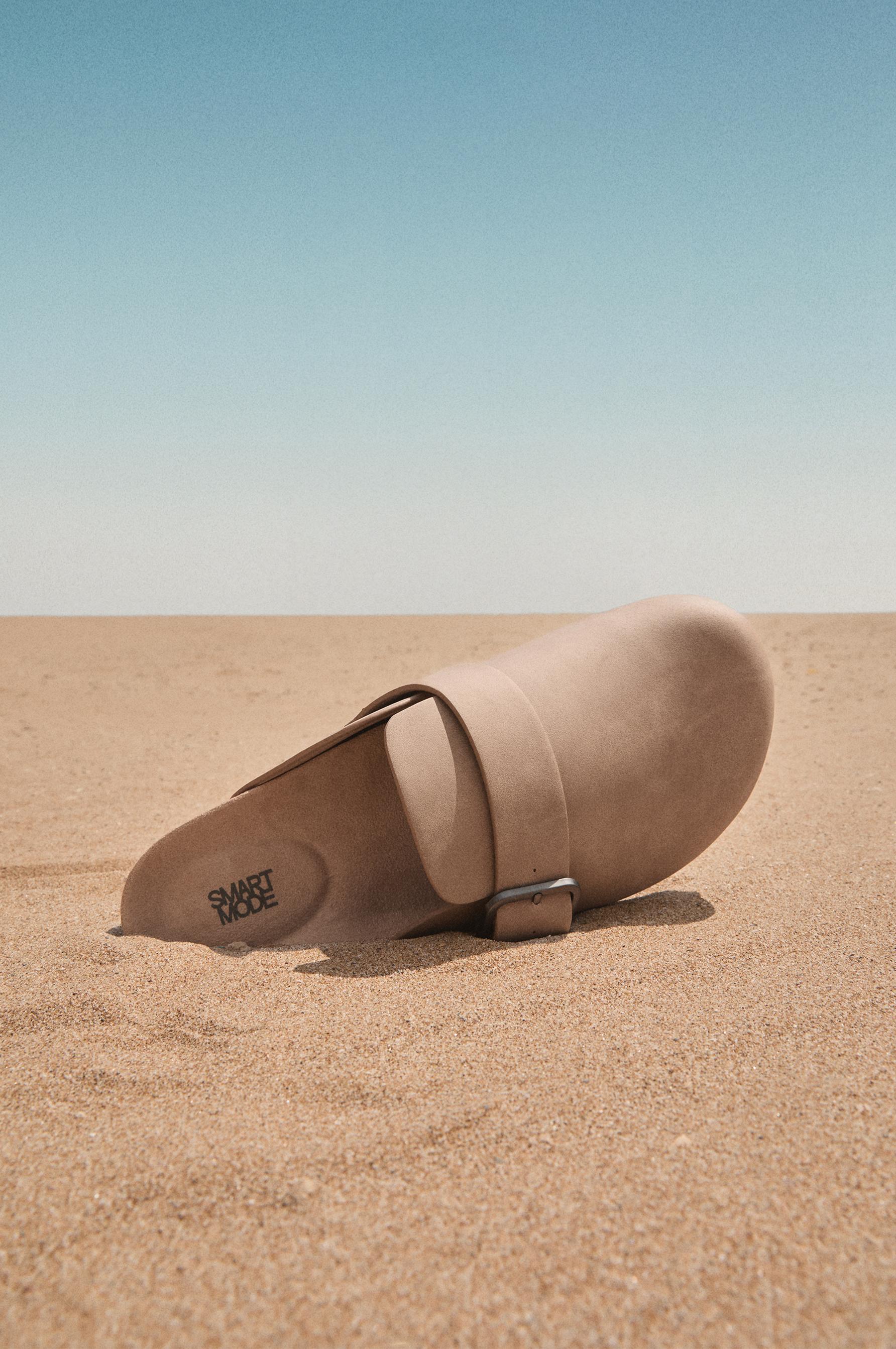 Faux suede buckle clog — BEIGE