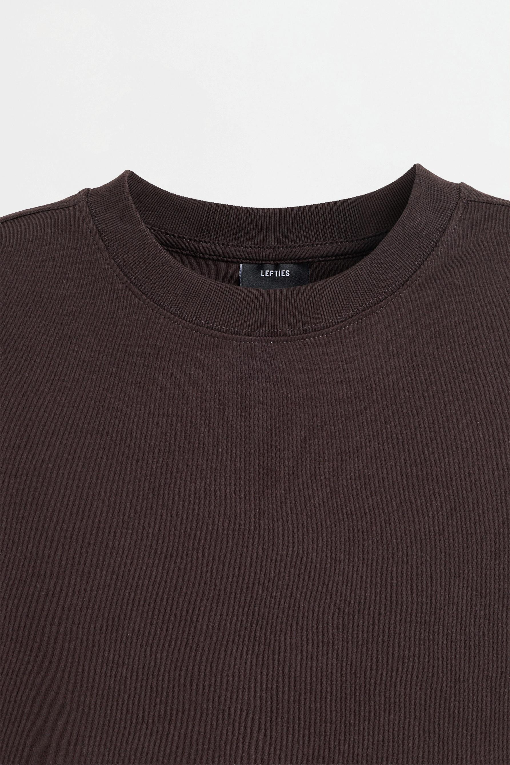 Mock neck interlock T-shirt — DARK BROWN