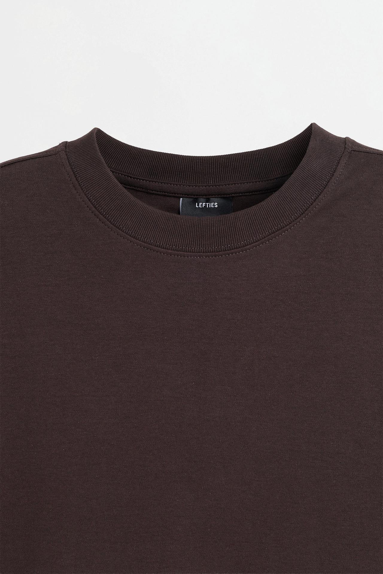 Interlock mock neck T-shirt — DARK BROWN