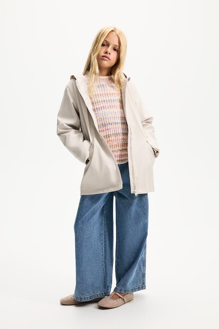 Lightweight rubberised long parka — ECRU