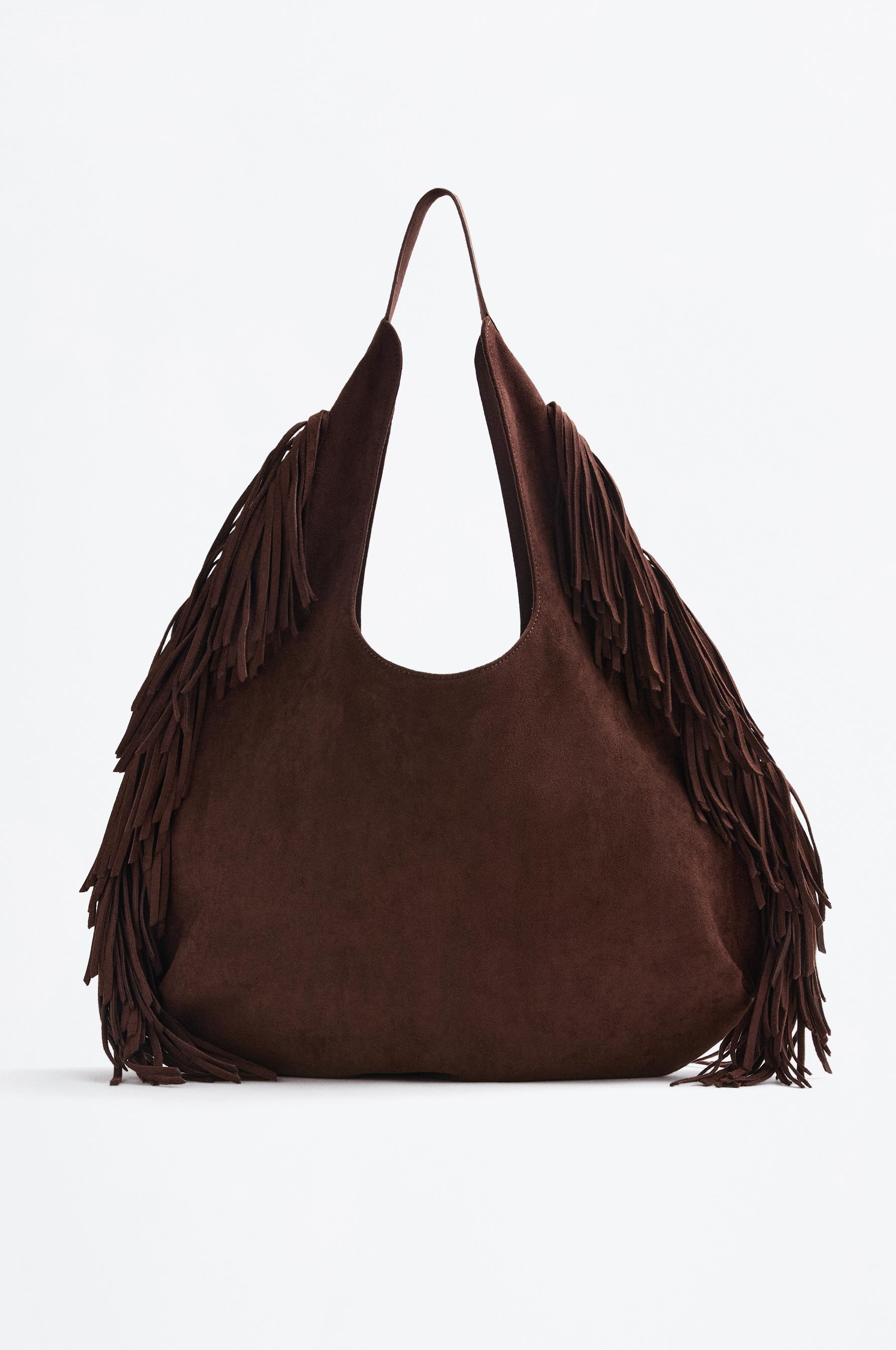 Bolso shopper flecos efecto ante