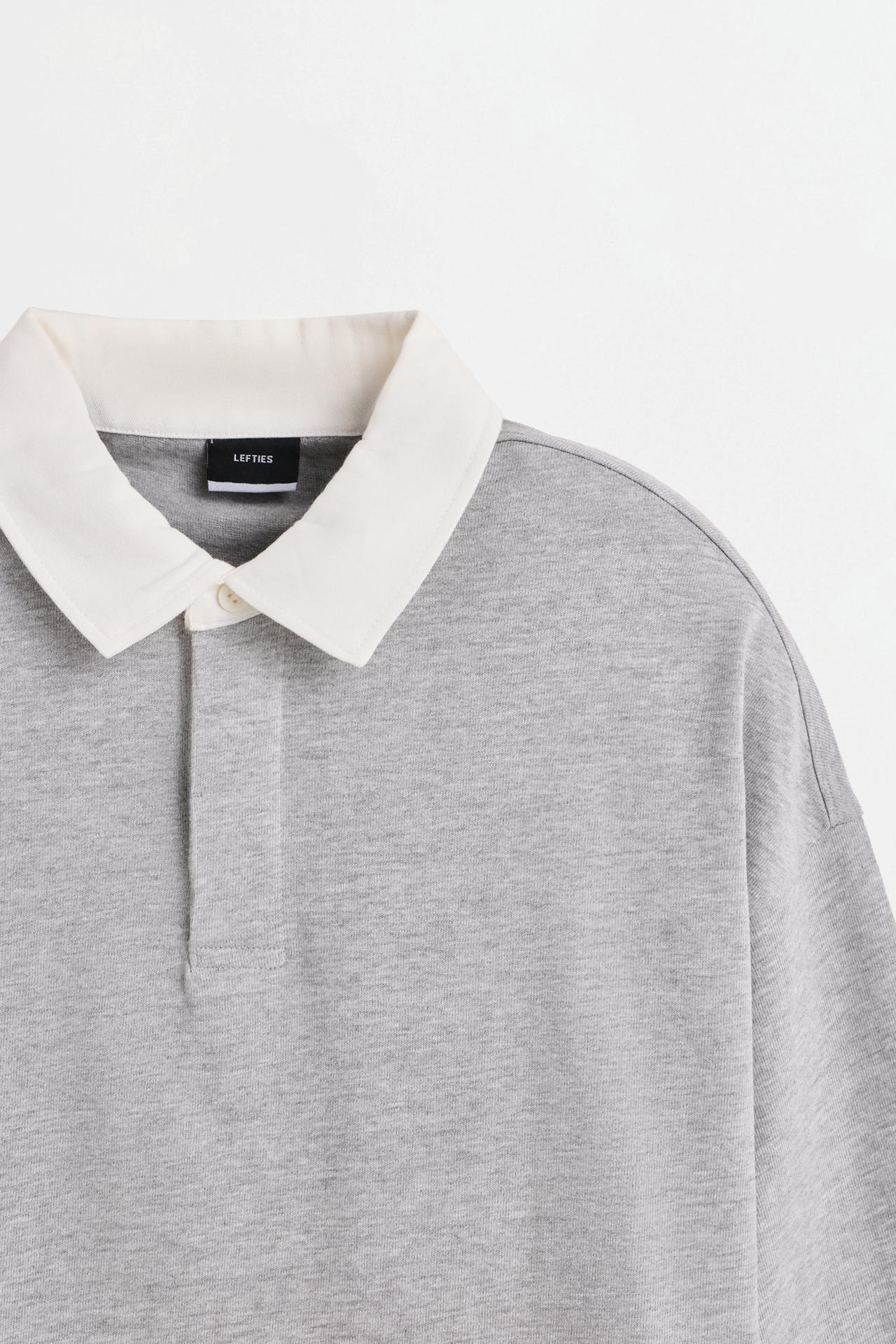 Contrast collar polo shirt — GREY MARL