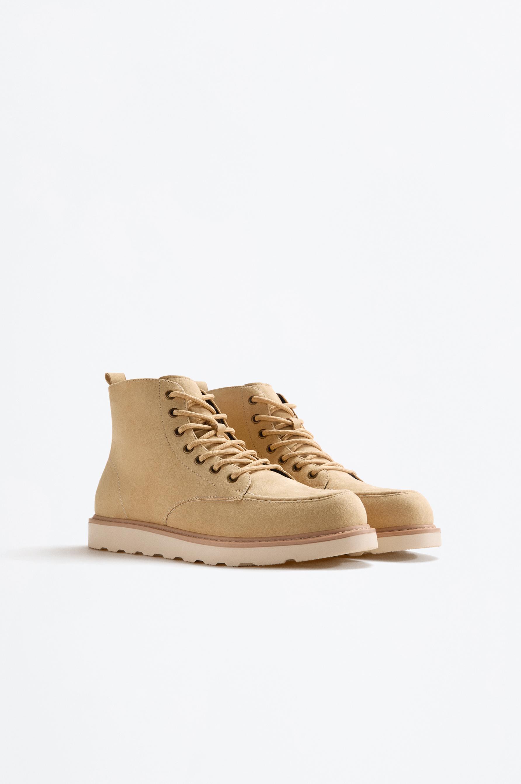 Lace-up boot — BEIGE