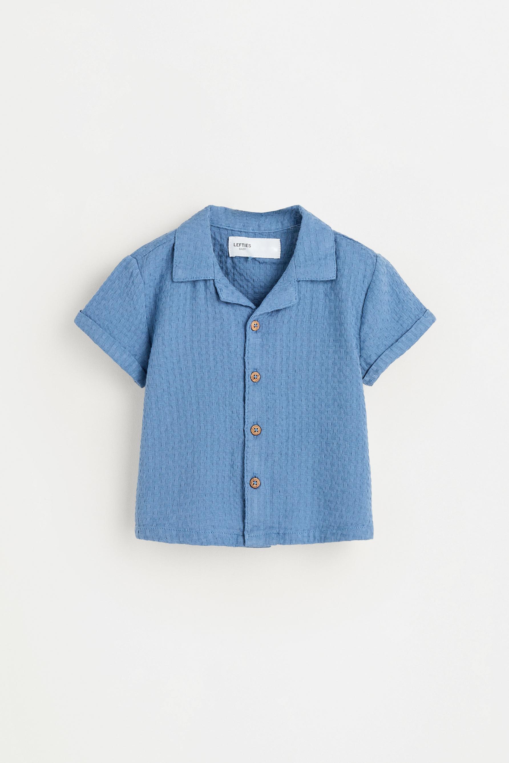 Dobby shirt and Bermuda shorts set — BLUE