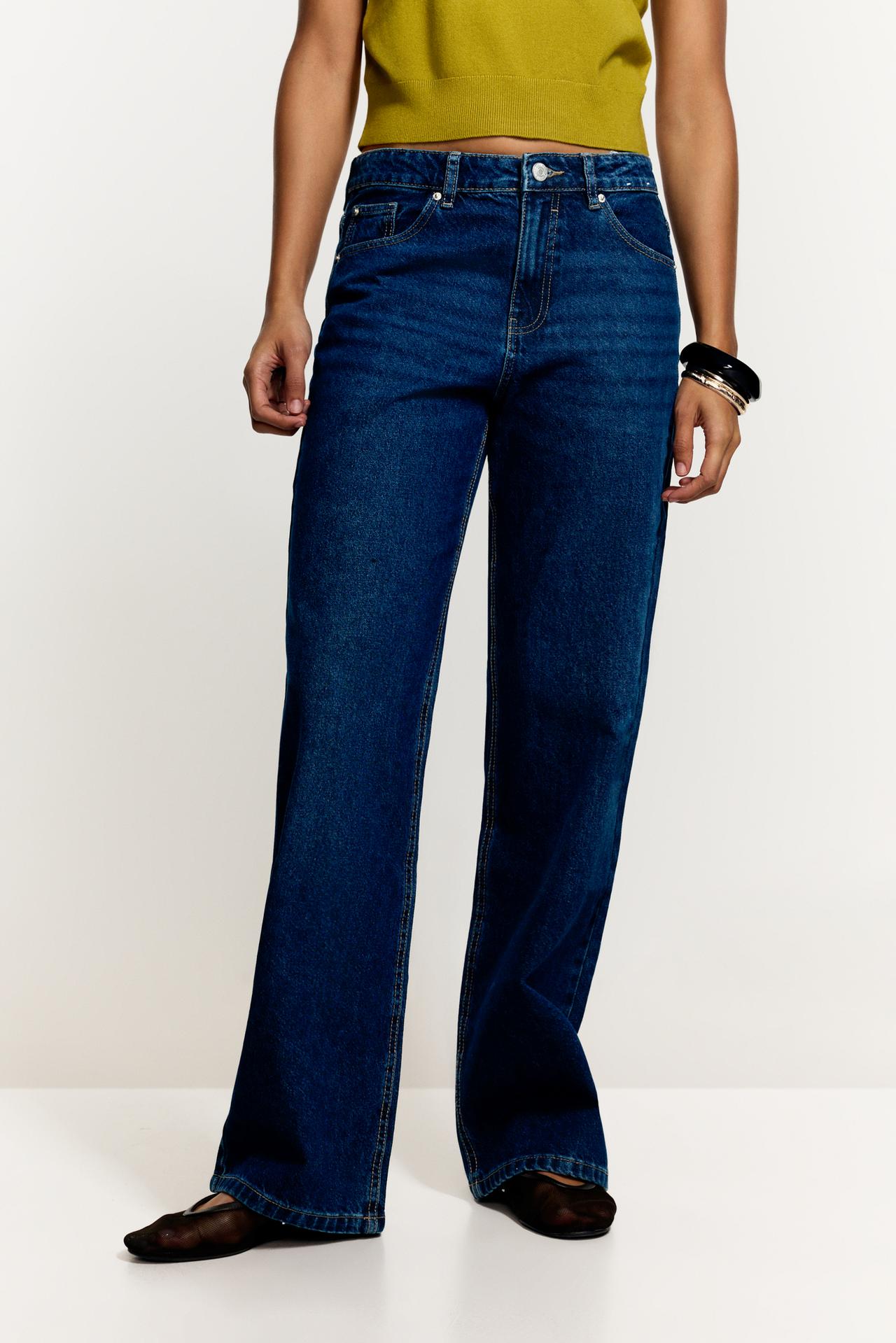 Slim-fit wide-leg jeans — DARK INDIGO