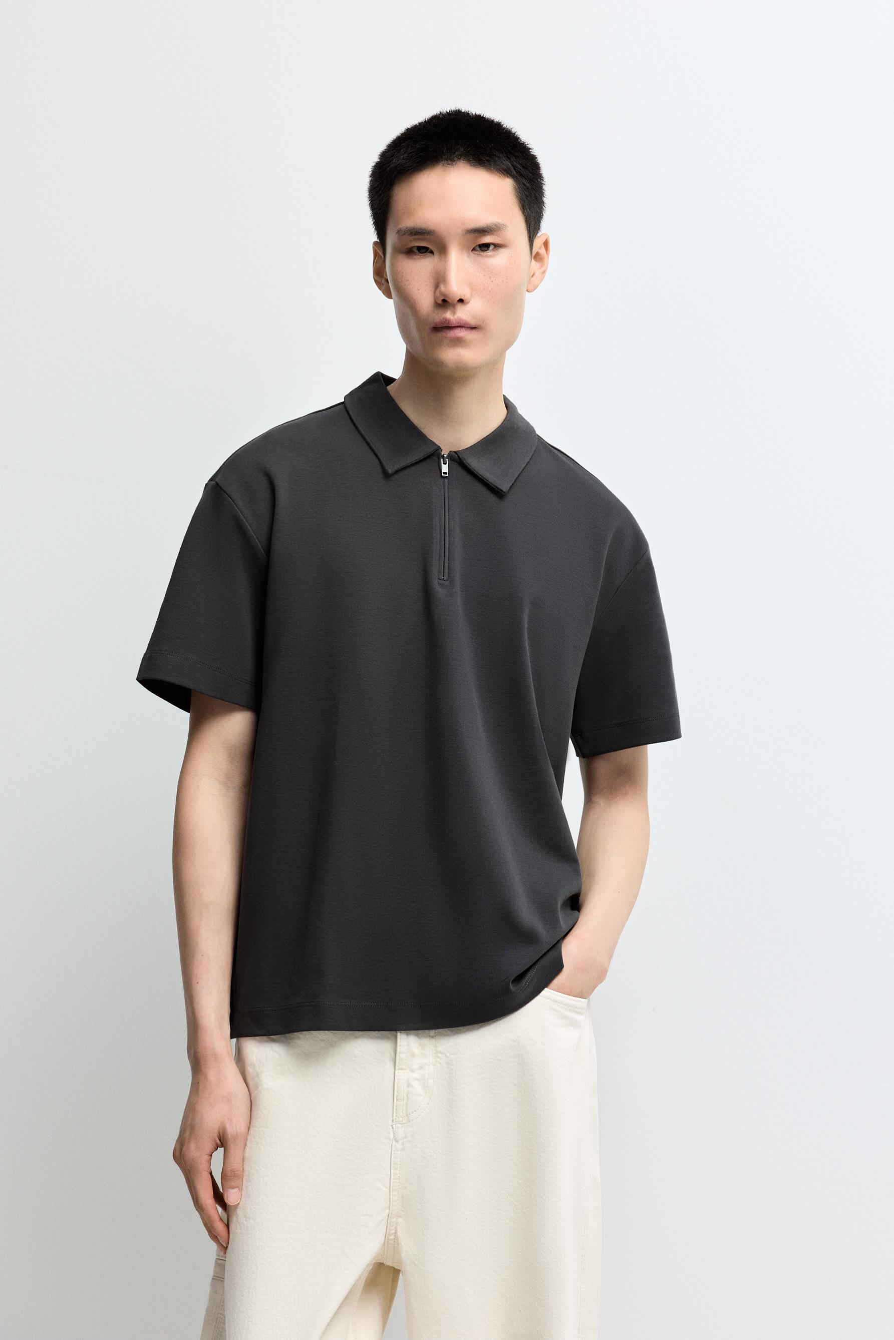 Interlock zip-up polo shirt — LEAD