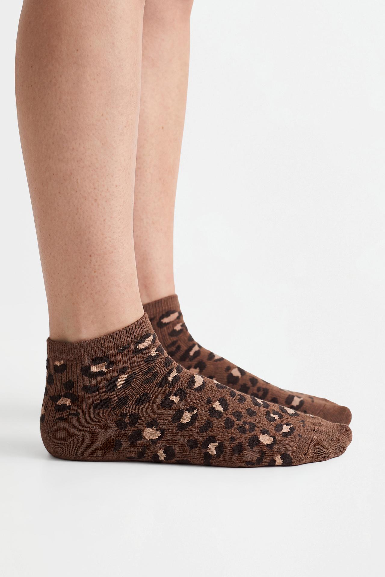 7-Pack of contrast ankle socks — LEOPARD PRINT