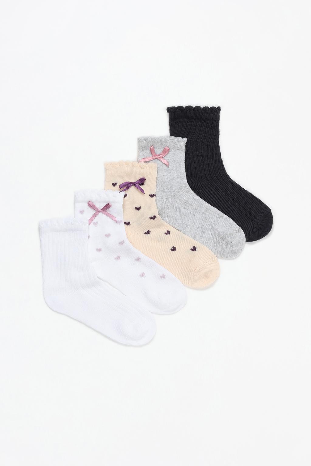 Pack of 5 pairs of bow socks